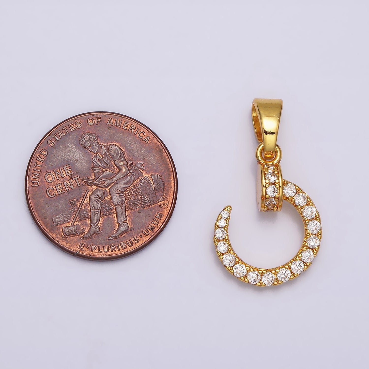 24K Gold Filled Spiral Needle Nail Micro Paved CZ Pendant in Gold & Silver | AA475 AA476
