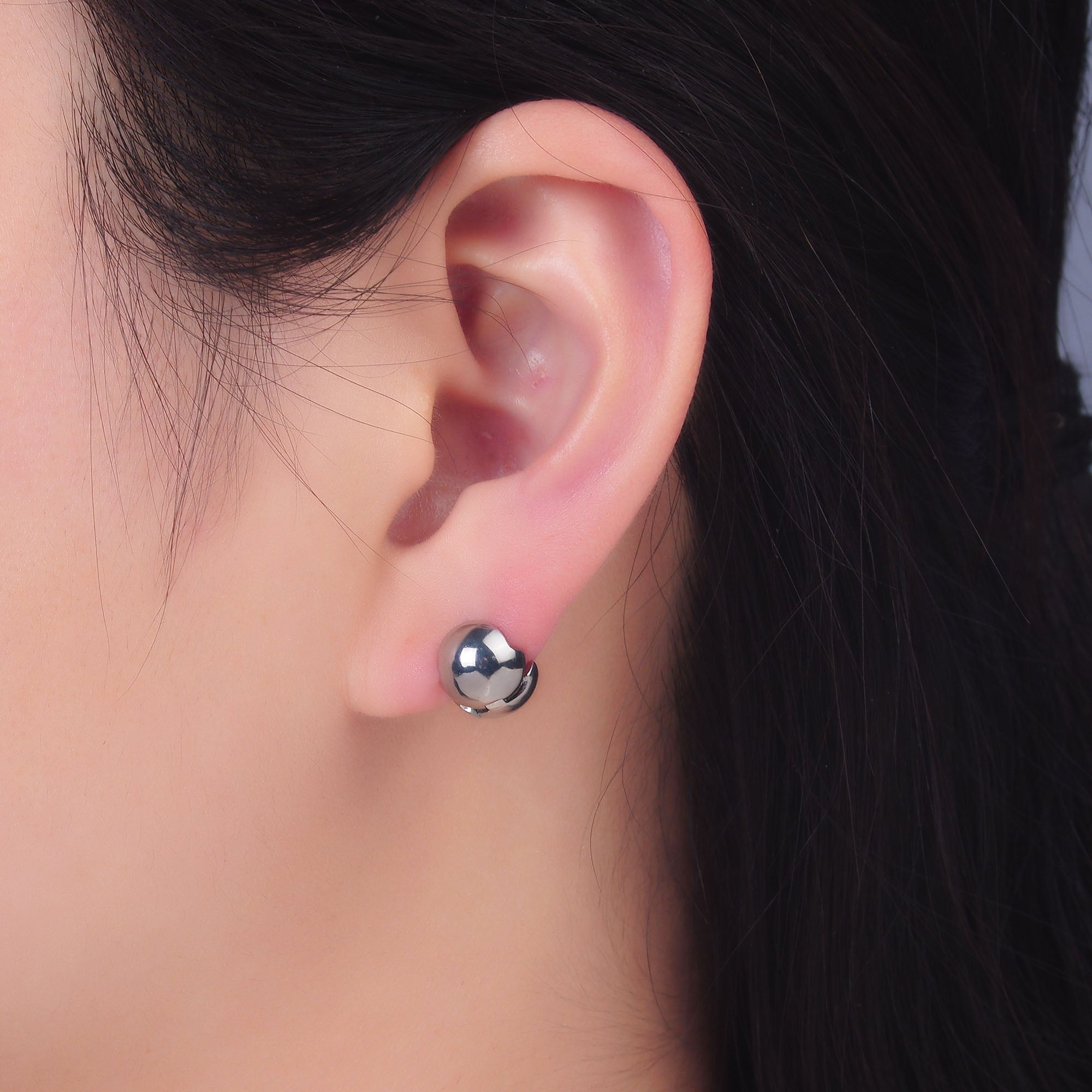 24K Gold Filled Minimalist Ball Round Cartilage Huggie Earrings in Gold & Silver | AB547 AB1047