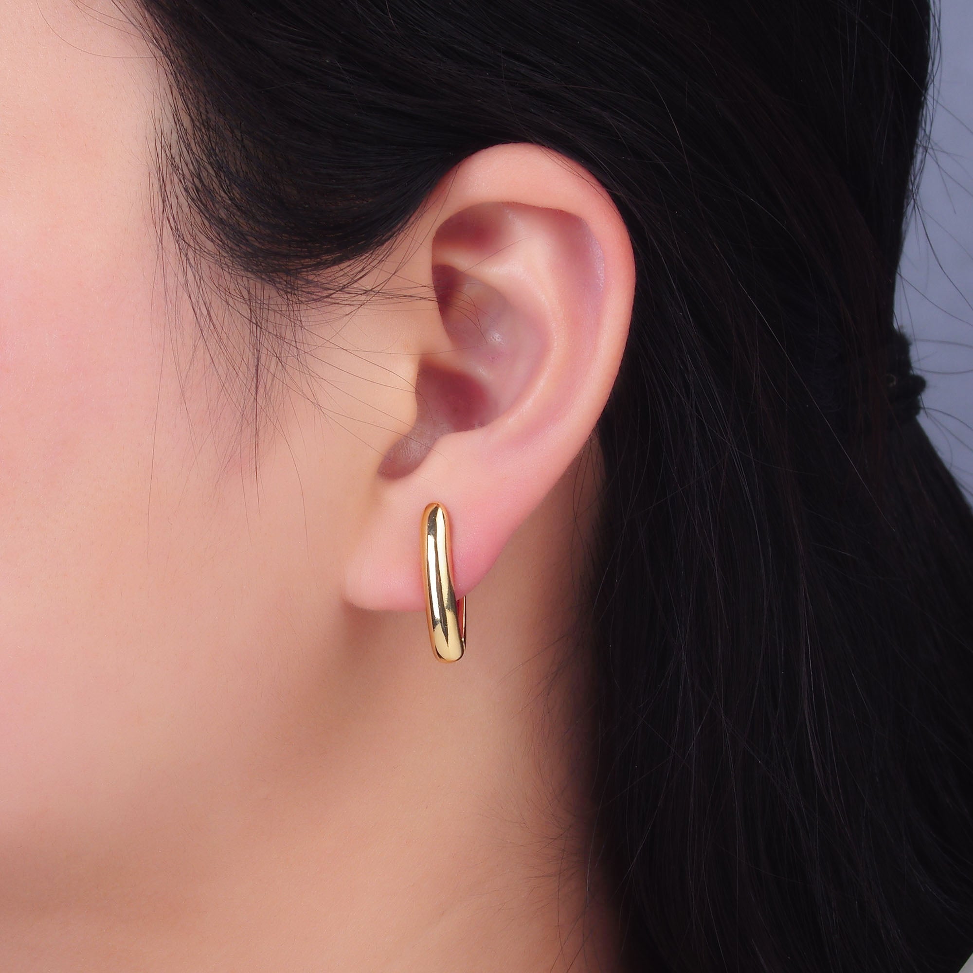 24K Gold Filled Minimalist V-Shaped Hoop Earrings in Gold & Silver | AB681 AB682
