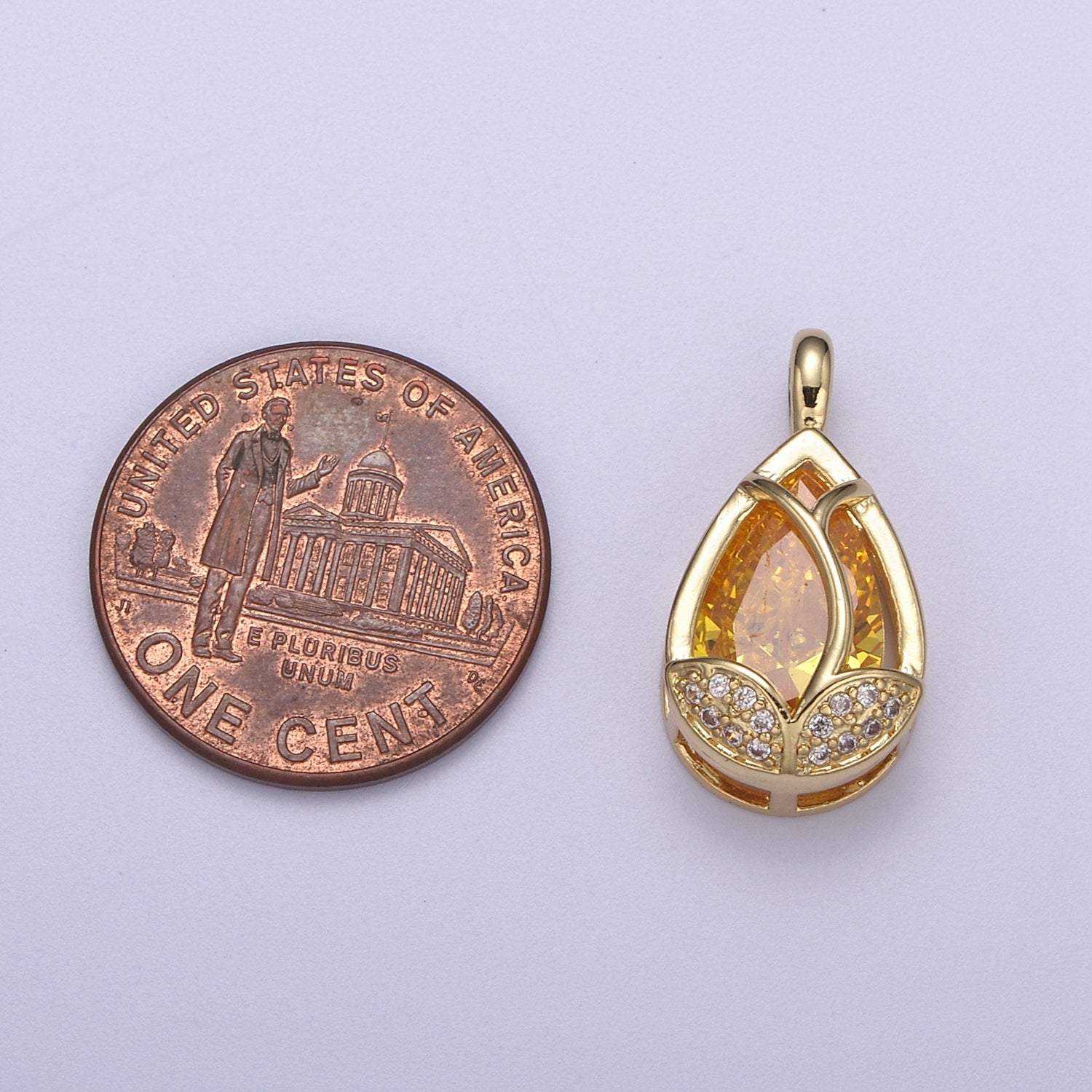 14k Gold Fill Lotus Petal Charm, Lotus Pendant Cubic Zirconia Dangle Charm H-118 H-119 H-123 - H-125