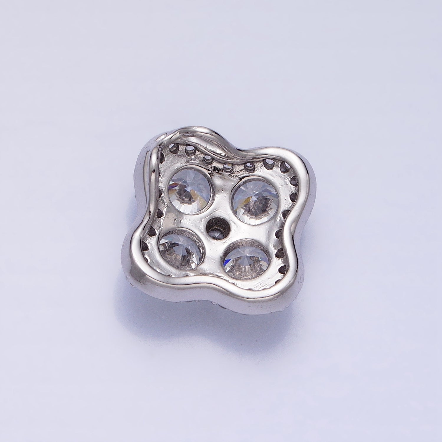 Mini Clover Charm Micro Pave Silver Four Leaf Pendant Minimalist Jewelry AA250 - DLUXCA