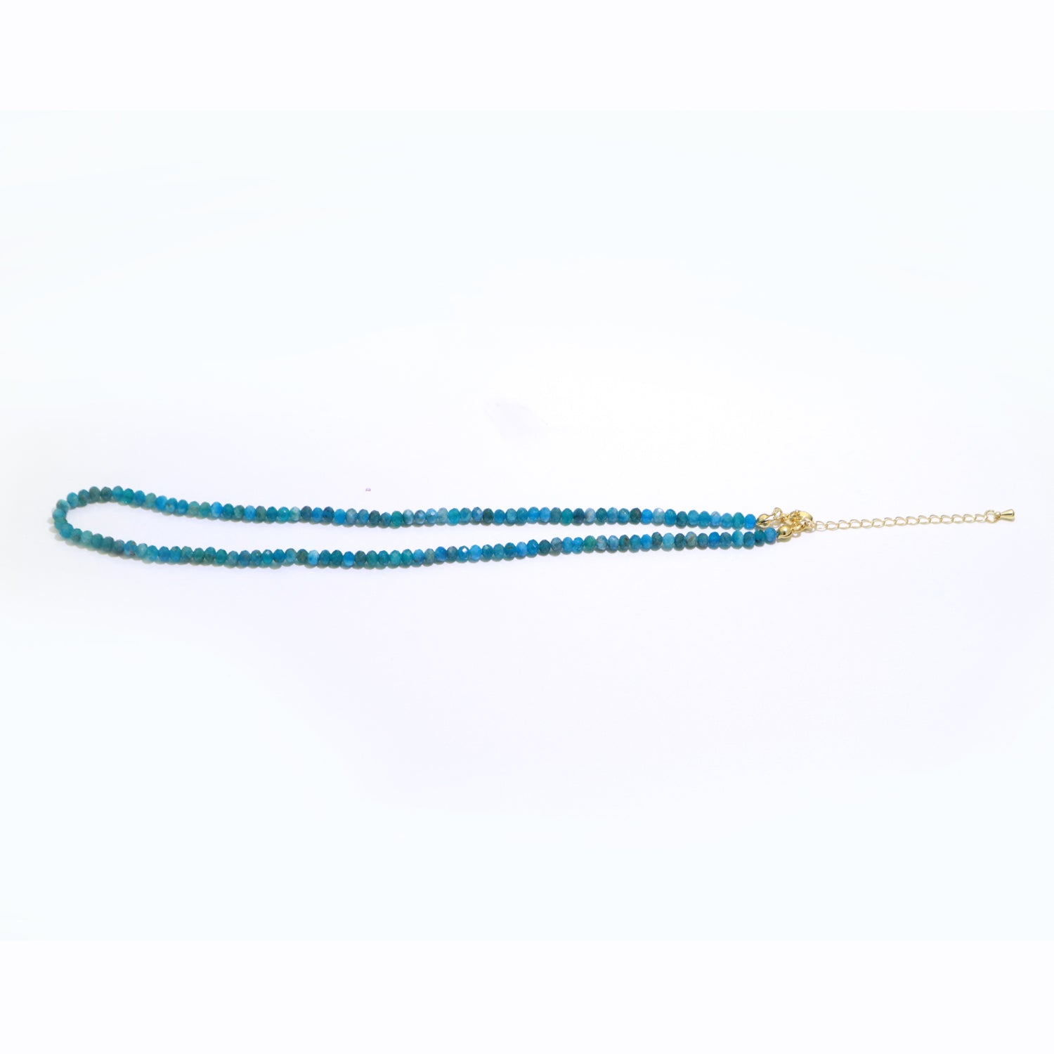 Dainty Apatite Necklace blue gemstone minimalist Jewelry beaded Healing Stone Necklace - DLUXCA