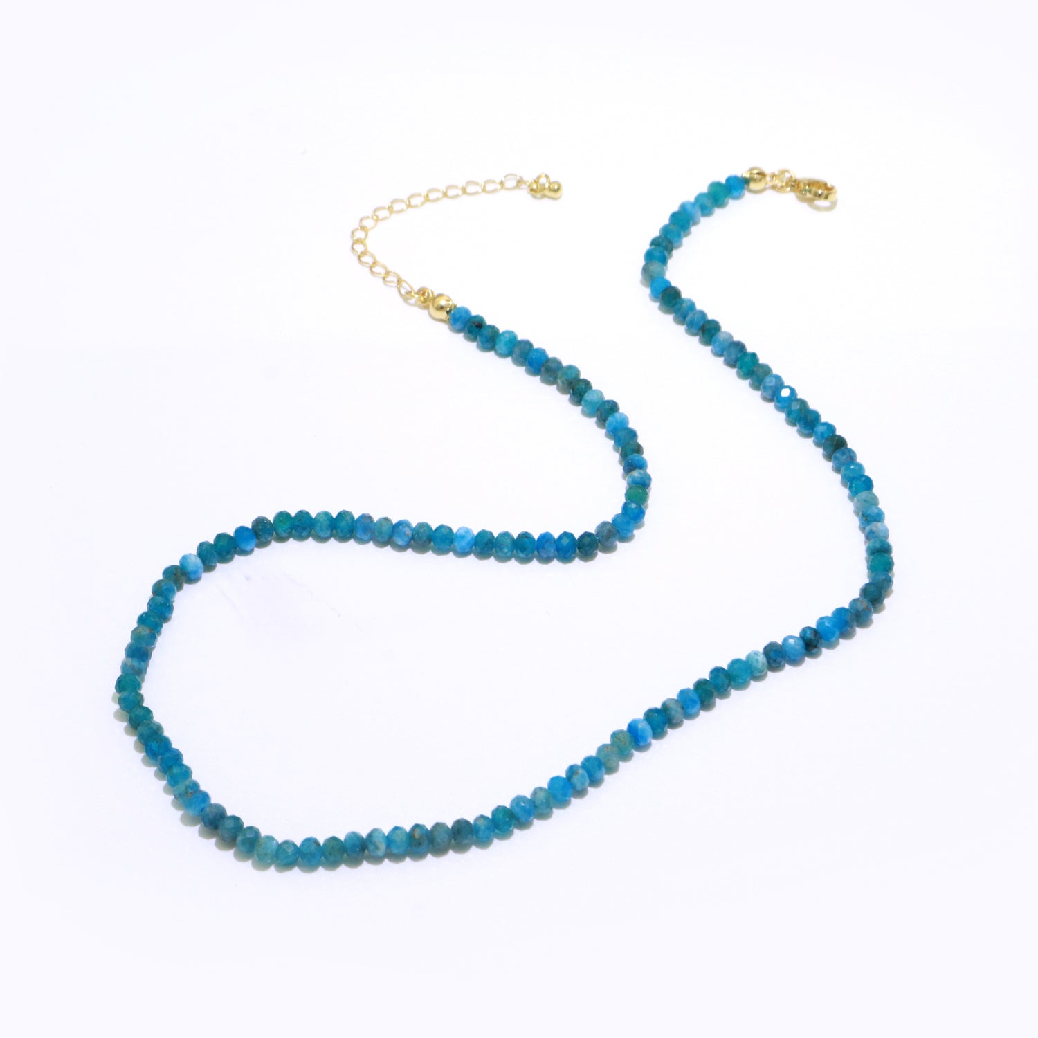 Dainty Apatite Necklace blue gemstone minimalist Jewelry beaded Healing Stone Necklace - DLUXCA