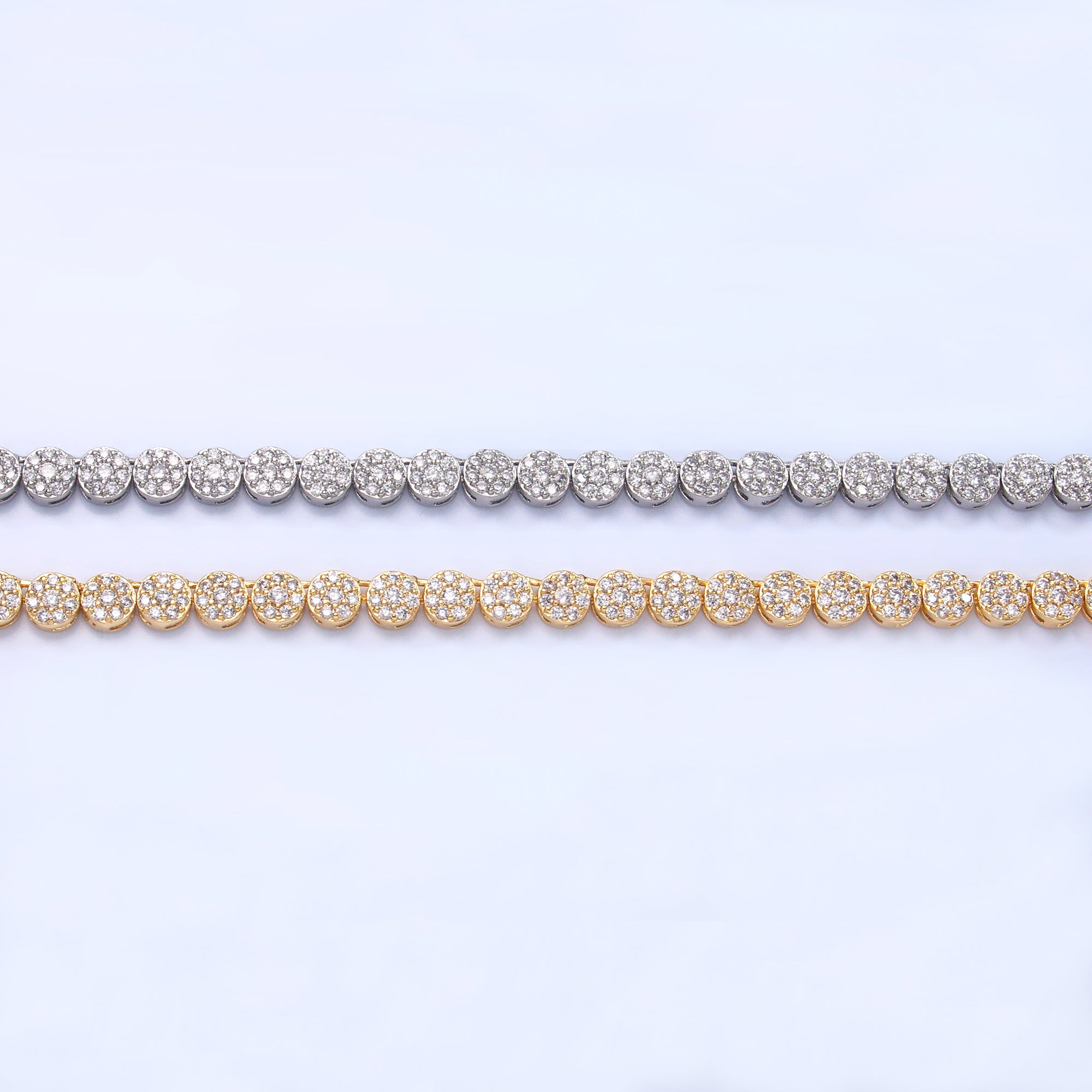 24K Gold Filled Micro Paved CZ Round Tennis Chain 16 Inch Necklace in Gold & Silver | WA-3030 WA-3031