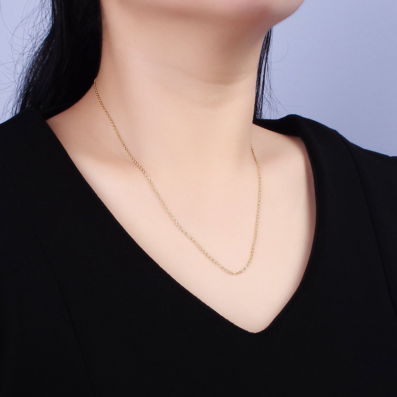 16K Gold Filled 1.2mm Dainty Cable 18 Inch Layering Chain Necklace | WA-1938 - DLUXCA