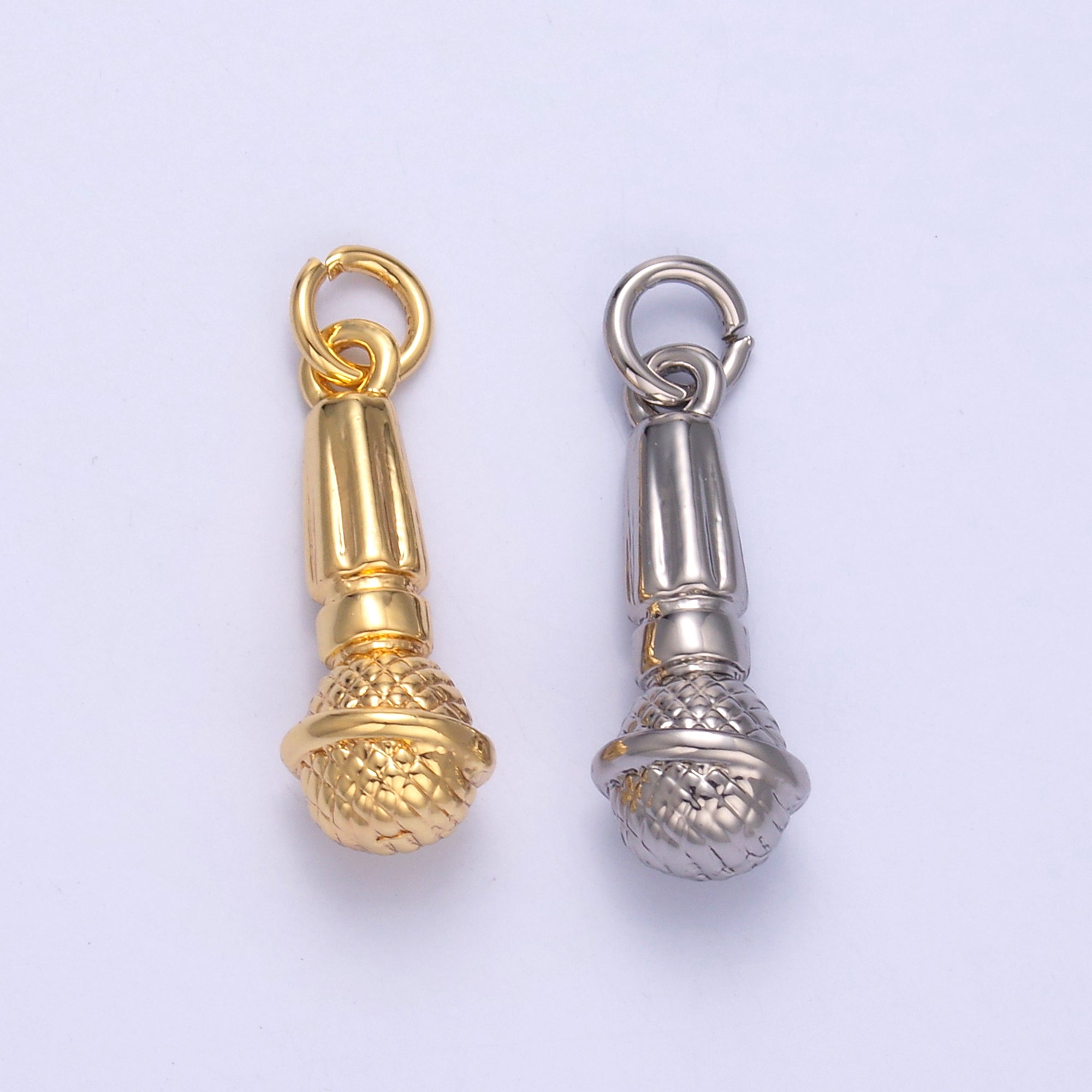 24K Gold Filled Karaoke Microphone Multidimensional 3D Charm in Gold & Silver | N024