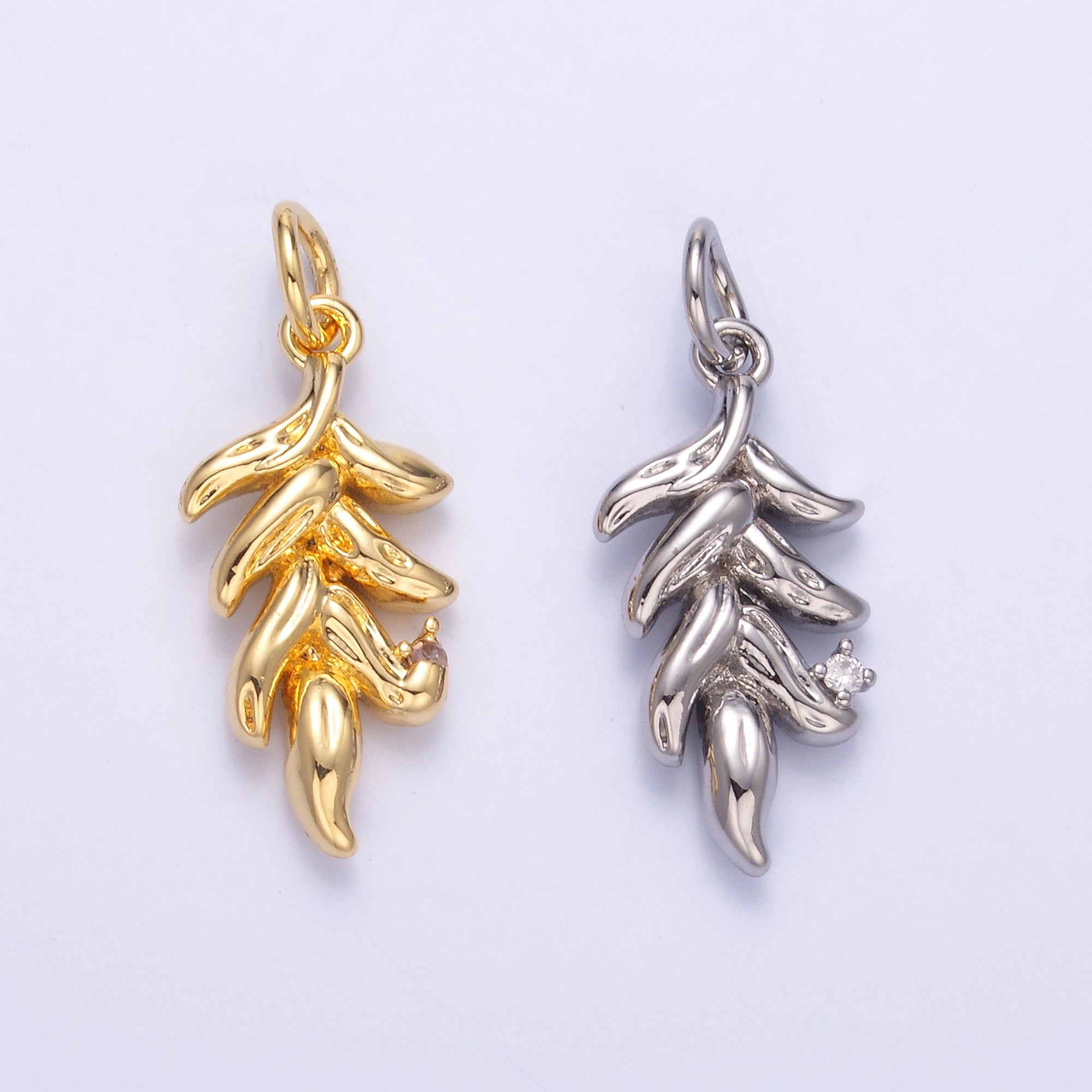 24K Gold Filled Multidimensional 3D Nature Leaf Charm in Gold & Silver | N022