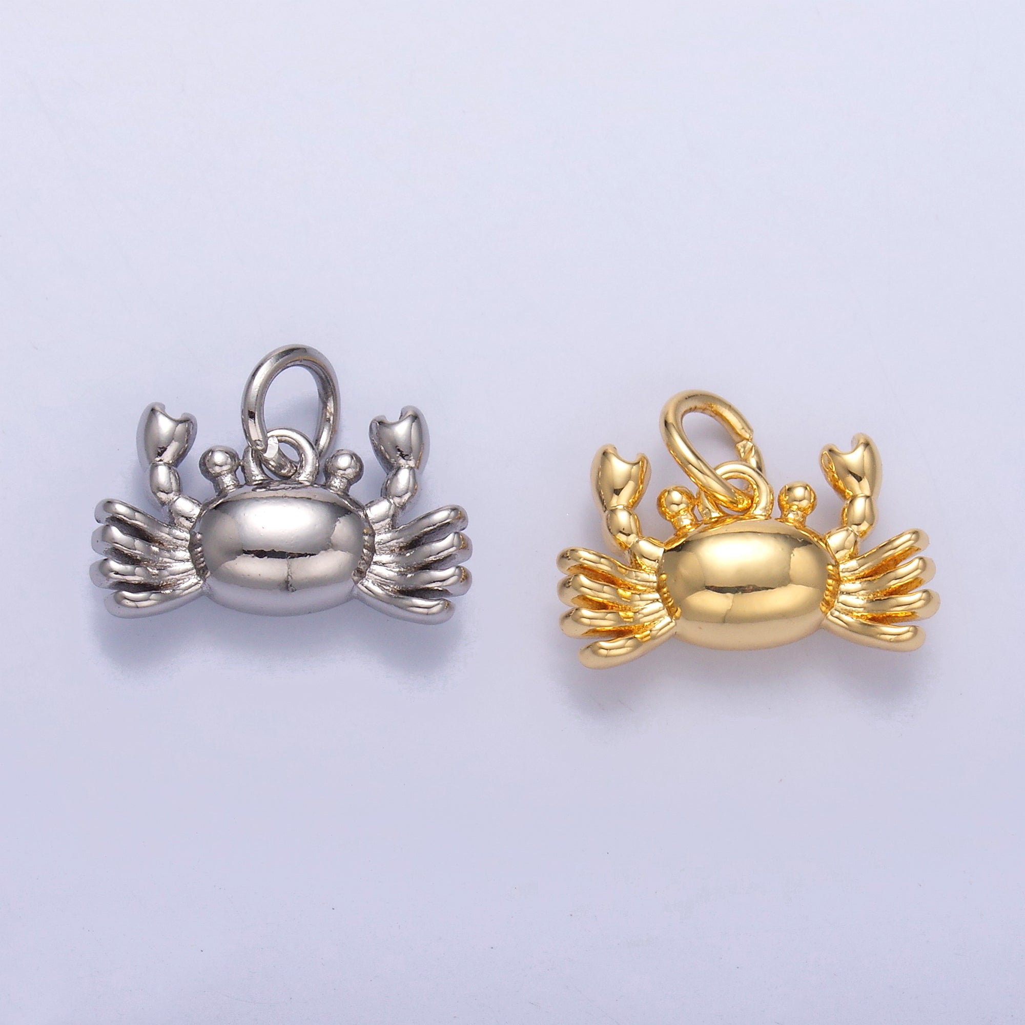 24K Gold Filled Crustacean Crab Sea Animal 3D Multidimensional Charm in Gold & Silver | N021