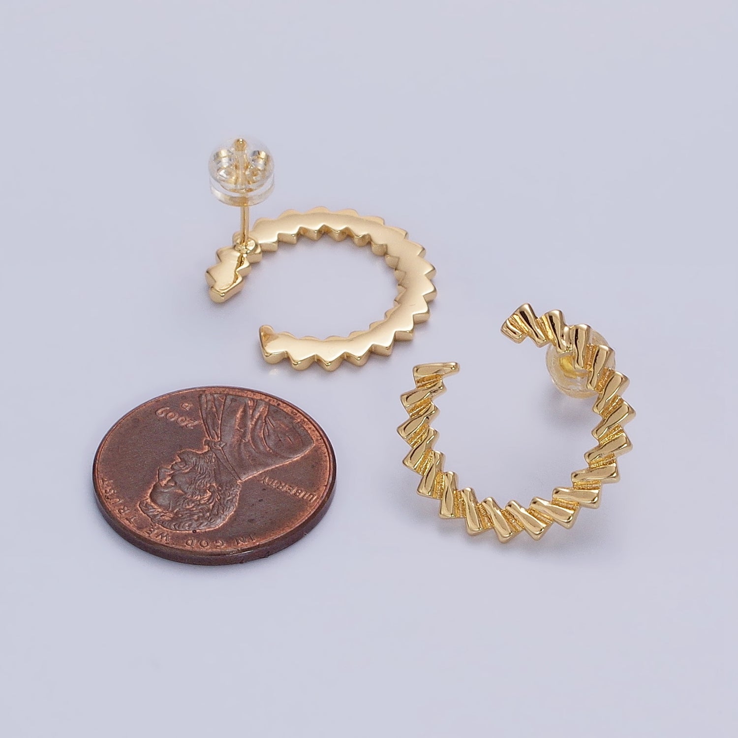 Gold Sunburst Hoop Earrings | Modern Wave Gold Statement Earrings AB601 AB963 - DLUXCA