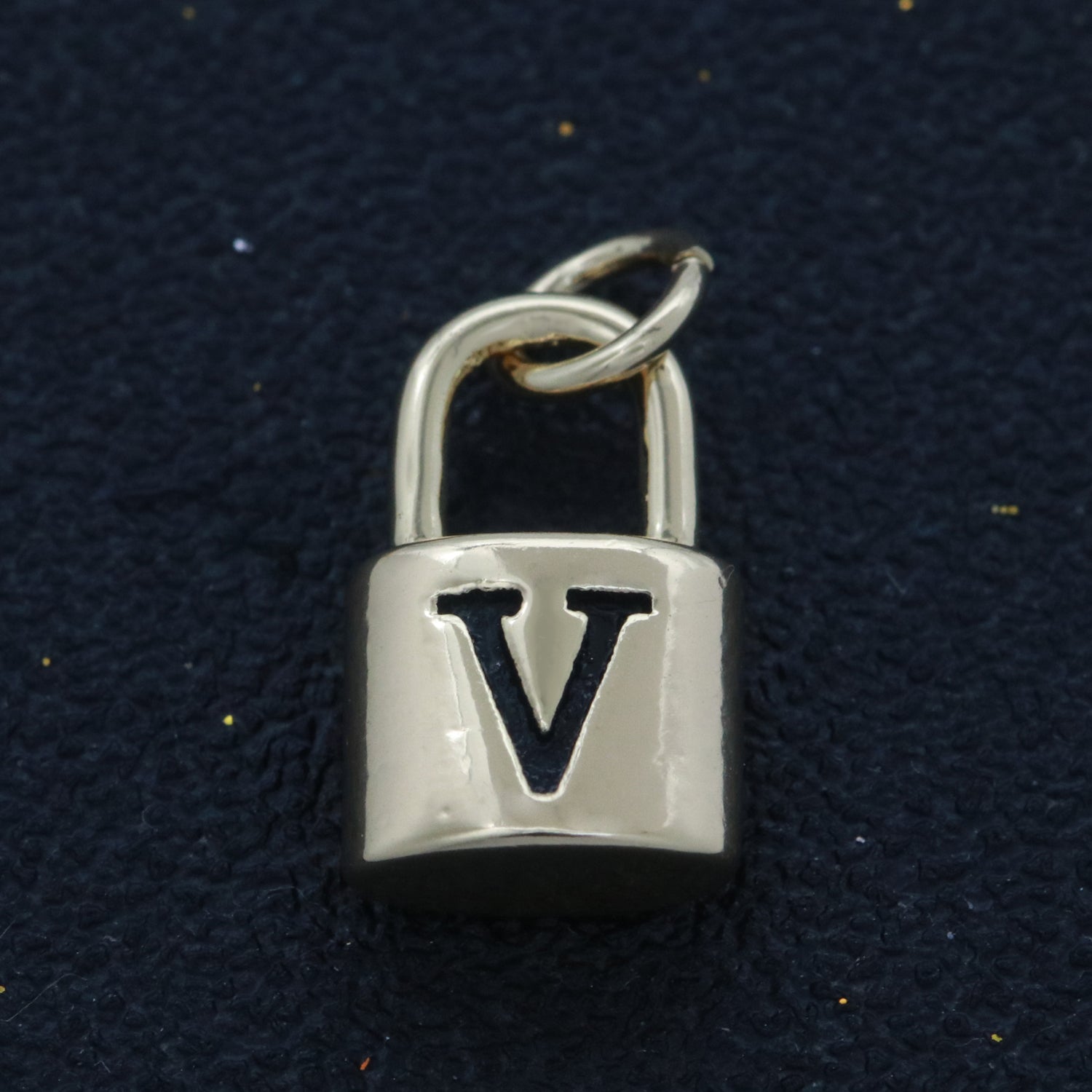 14K Gold Filled Padlock Letter Initial Lock Personalized Charm Pendant | A-822-A-834