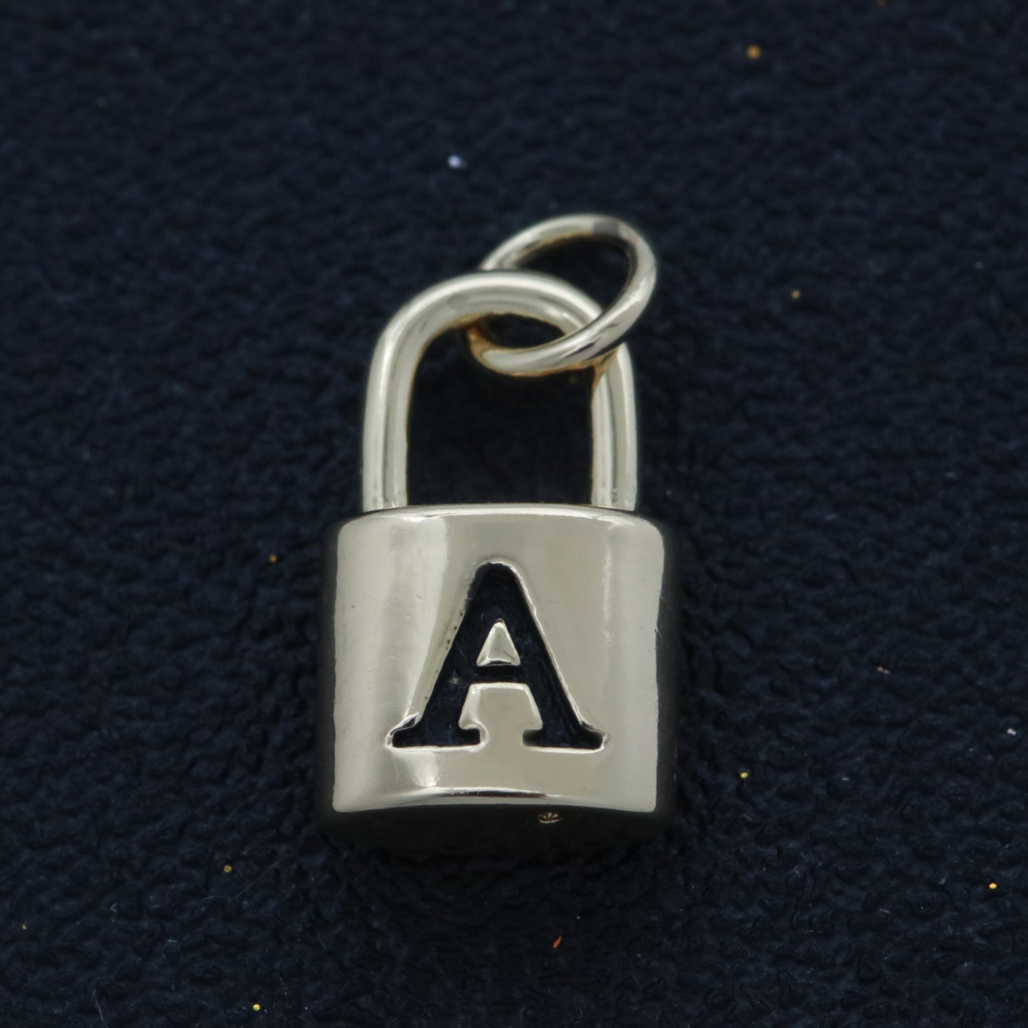 14K Gold Filled Padlock Letter Initial Lock Personalized Charm Pendant | A-822-A-834
