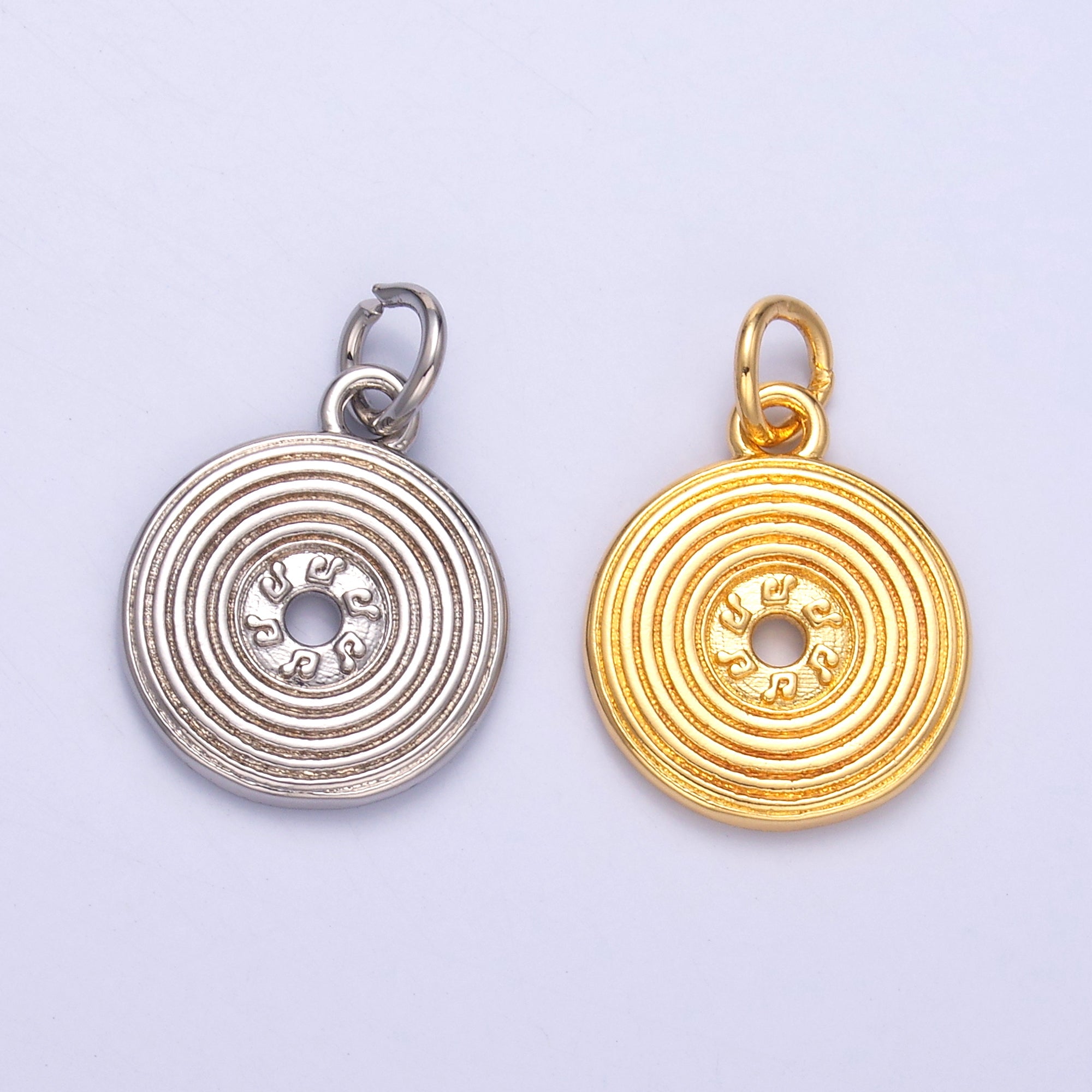 24K Gold Filled Music Vinyl Record Album Charm in Gold & Silver | N055