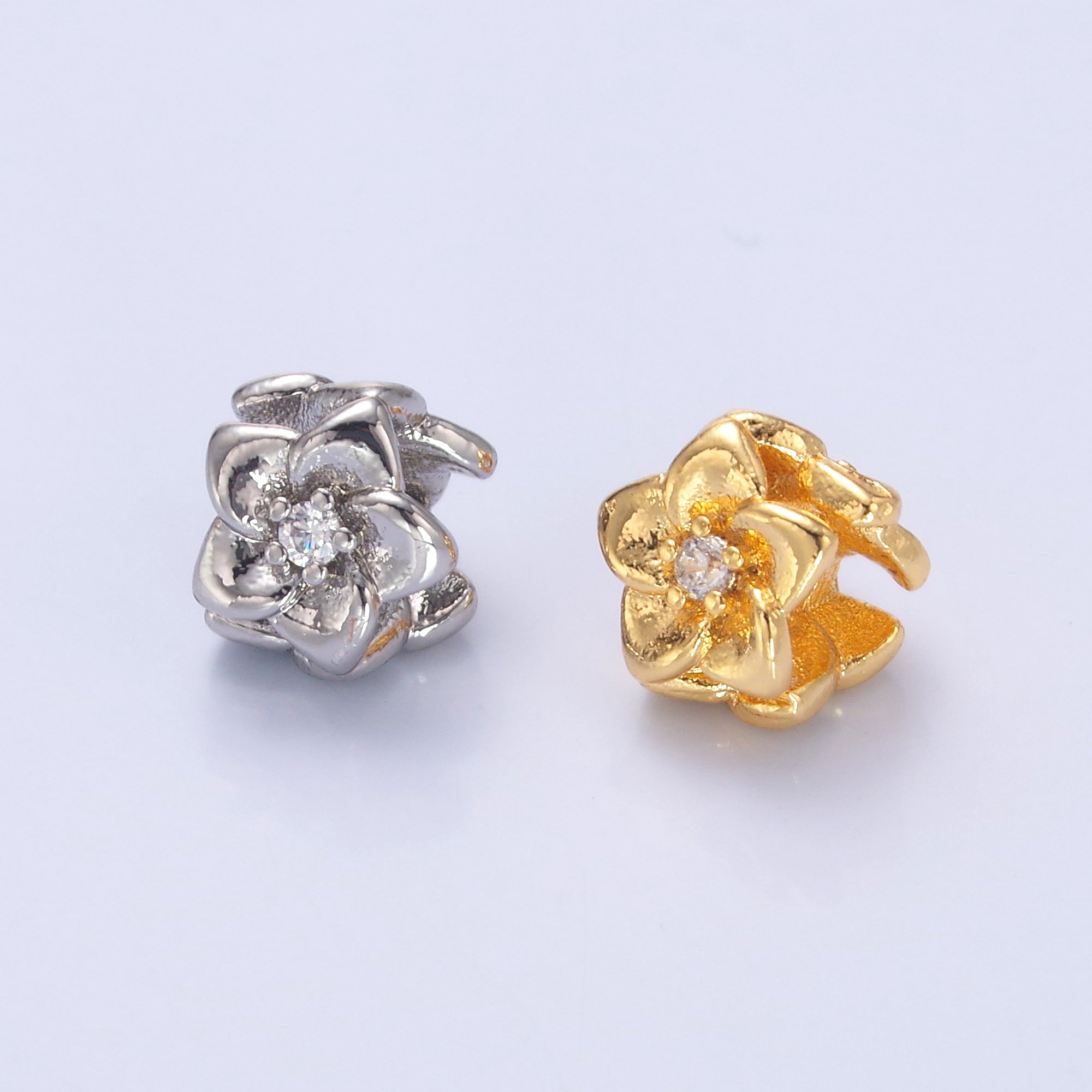 24K Gold Filled CZ Daffodil Flower Bead in Gold & Silver | B242