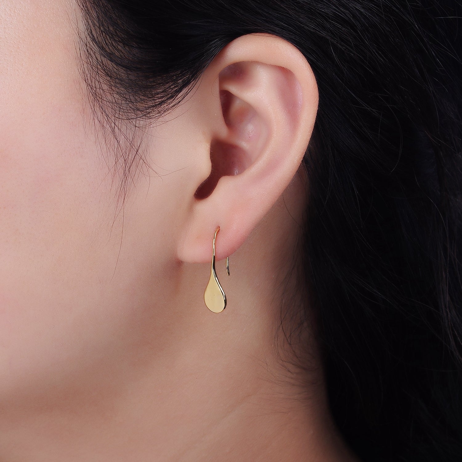 14K Gold Filled Teardrop Minimalist French Hook Earrings | AE964 - DLUXCA