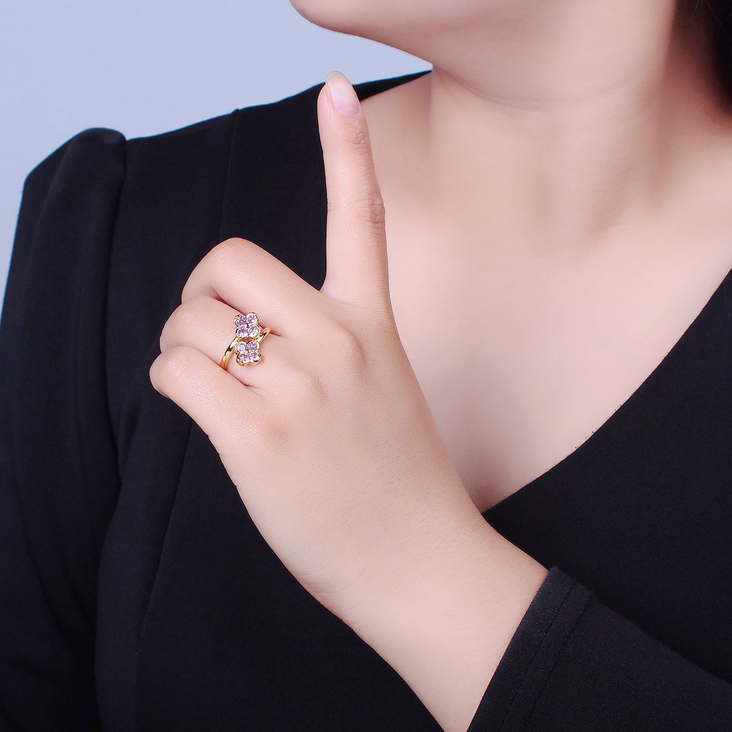 Green Clover Ring, Four-Leaf Clover Ring for Women, Lucky Charm O-2217 O-2218 O-2219