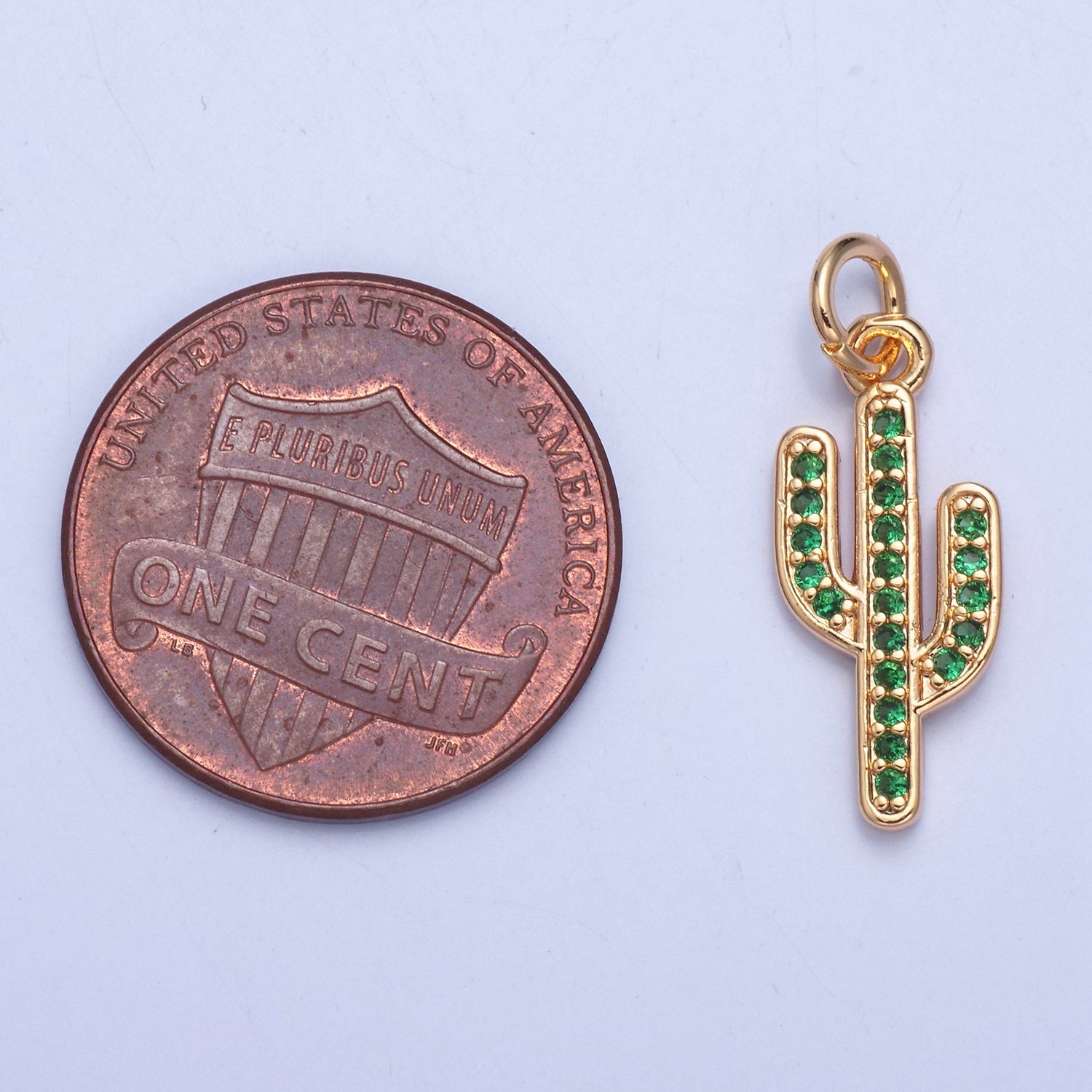 Clear/Green Micro Pave Cactus Charm, Desert Plant For Jewelry Making X-036 X-037