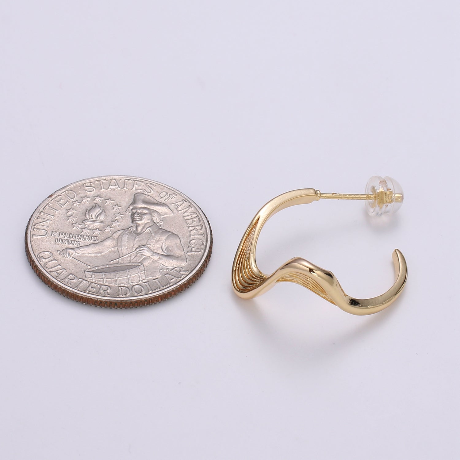 Wind and Wave Design 18K Gold Stud Earring, Rose Gold Wavy Earring, Modern design for DIY Earring Craft Supply Jewelry Making Q448 - DLUXCA