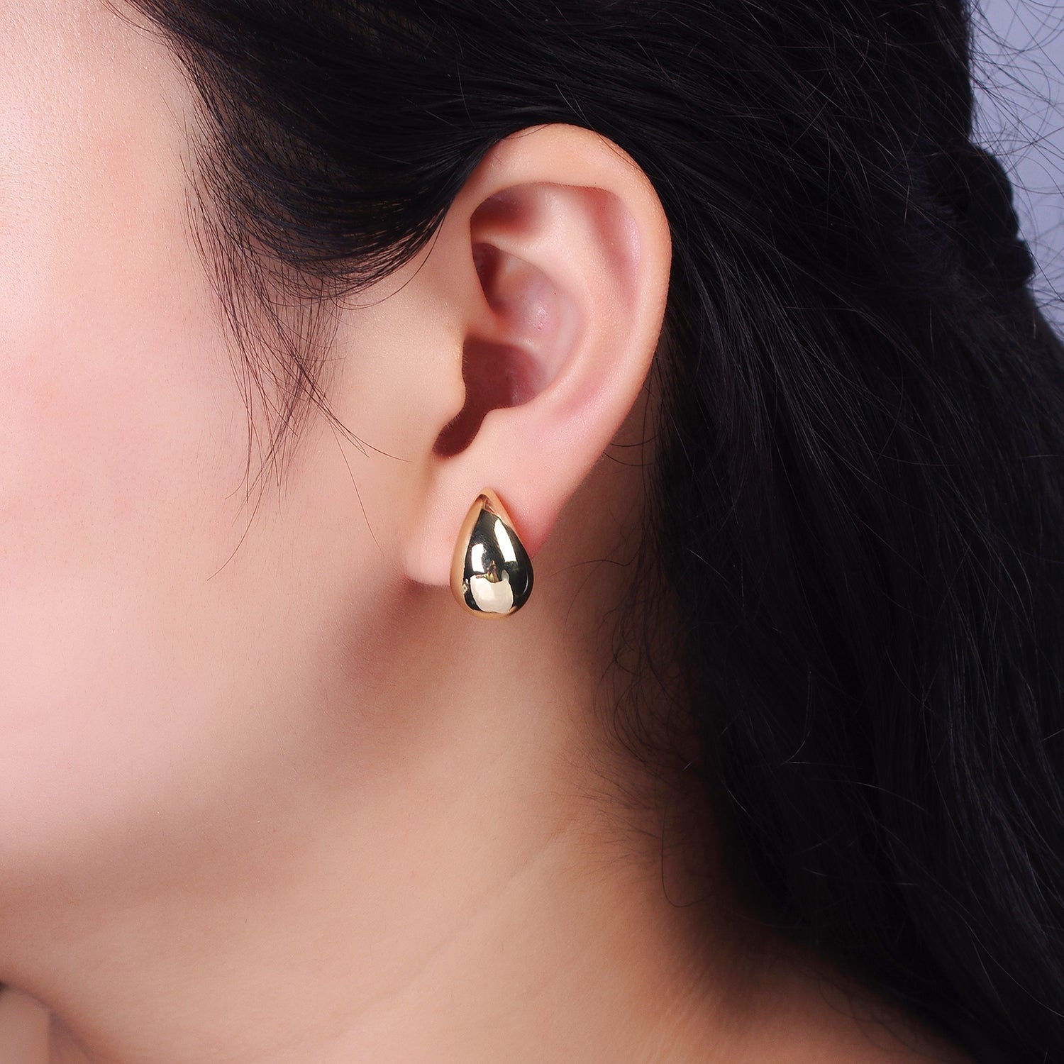 14K Gold Filled 18mm Teardrop Chubby Minimalist Stud Earrings | AB1113