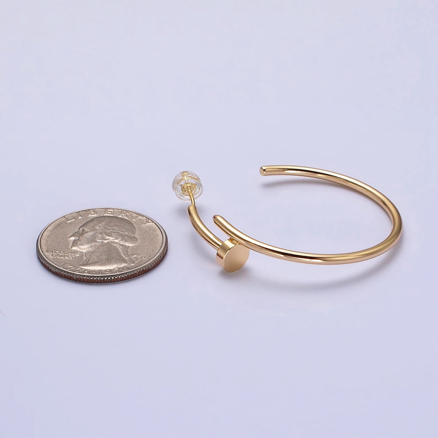 Minimalist Gold Nail Hoop earrings 16k Gold Filled hoops Trendy Earring AB759 AB760 - DLUXCA