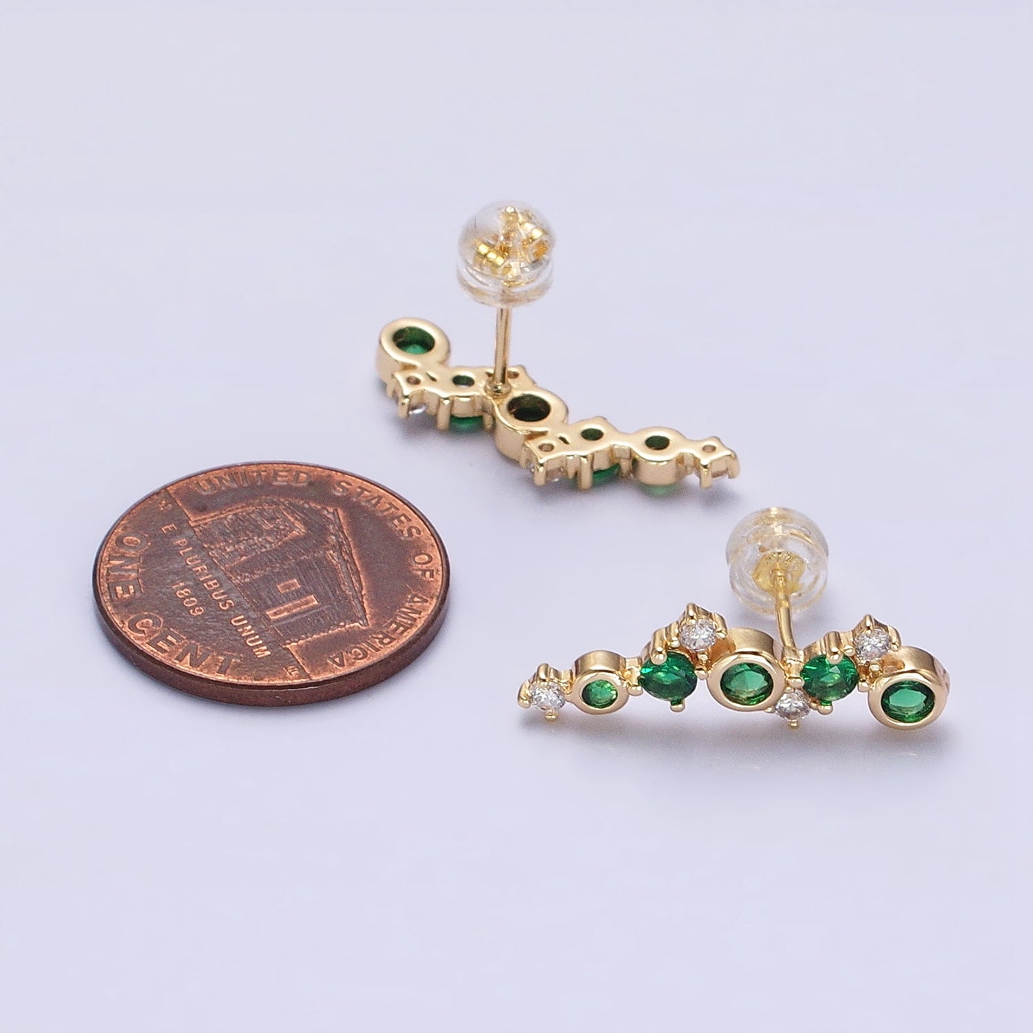 Emerald Green stud earring dainty ear crawler studs Cz stud earrings AB661 AB662 - DLUXCA