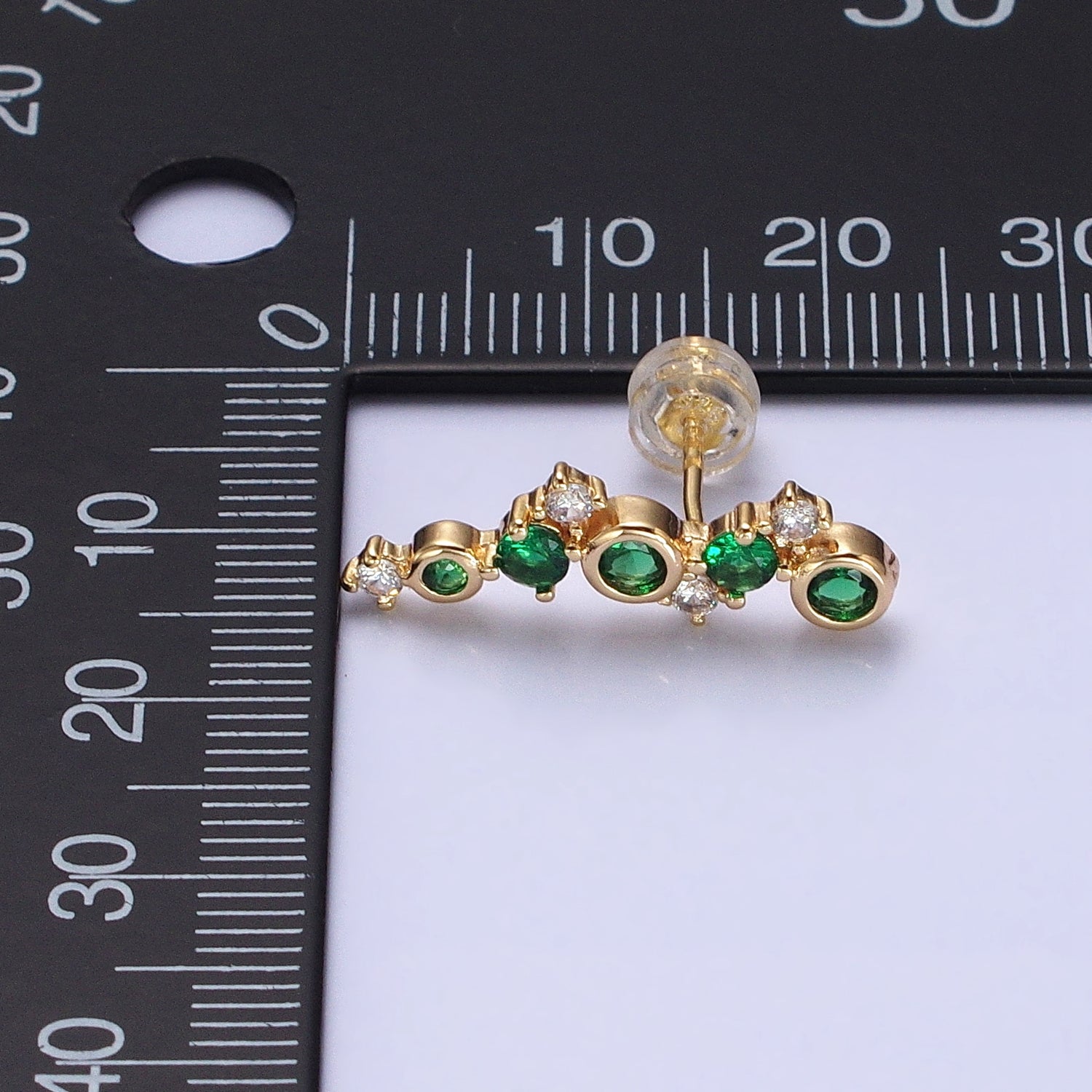 Emerald Green stud earring dainty ear crawler studs Cz stud earrings AB661 AB662 - DLUXCA