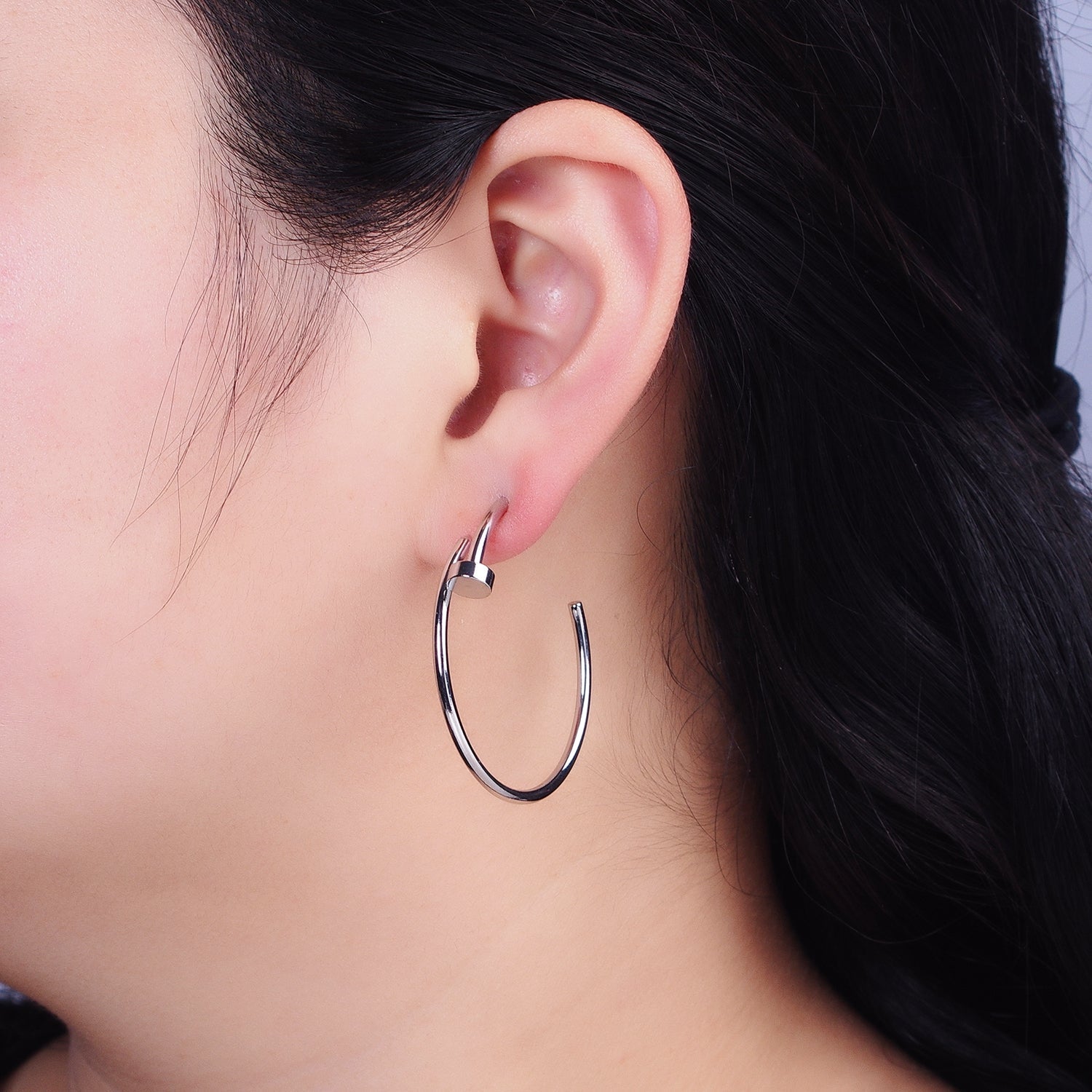 Minimalist Gold Nail Hoop earrings 16k Gold Filled hoops Trendy Earring AB759 AB760 - DLUXCA