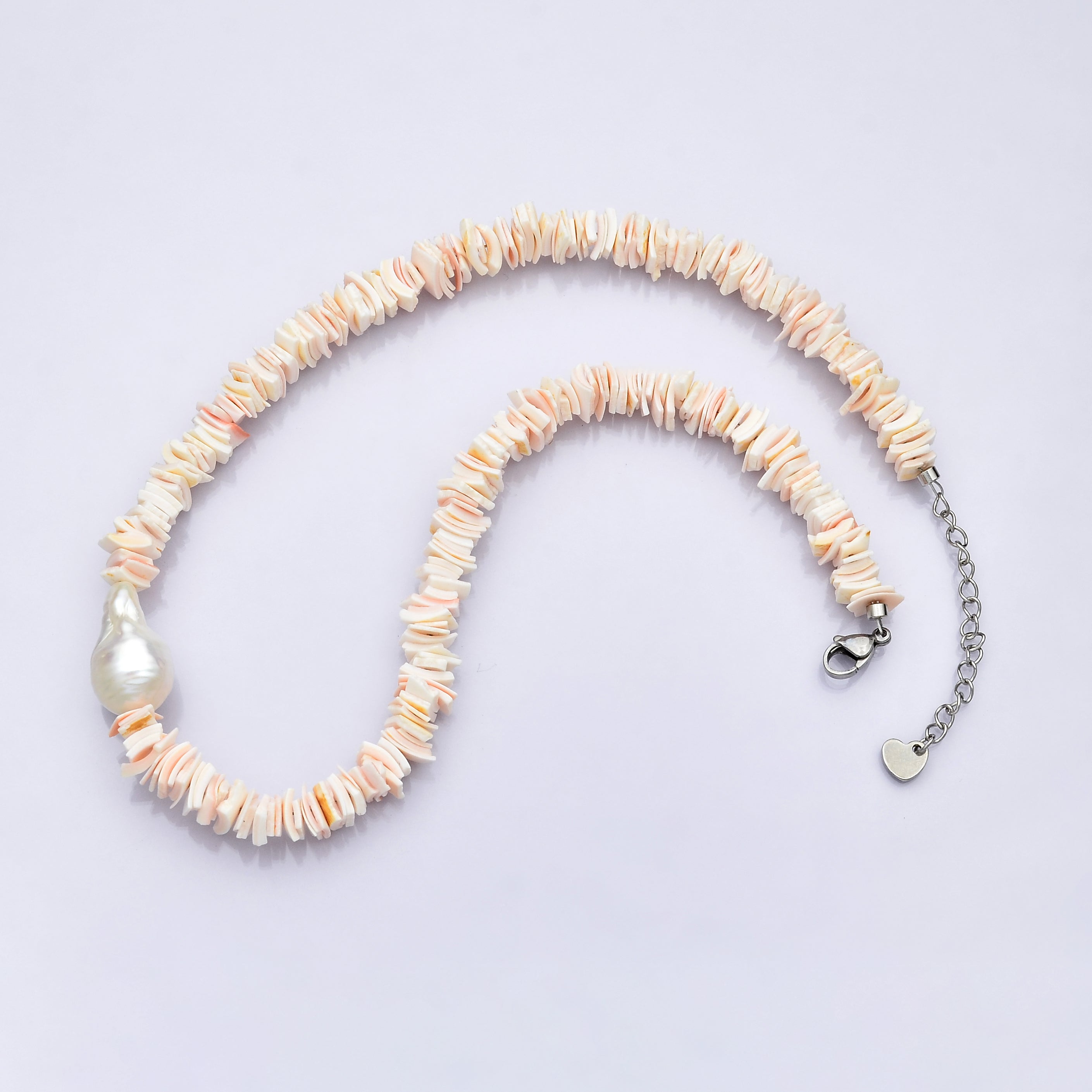 PRE-ORDER: White Gold Filled Baroque Freshwater Pearl White Puka Shell Necklace | ETA 2 Weeks