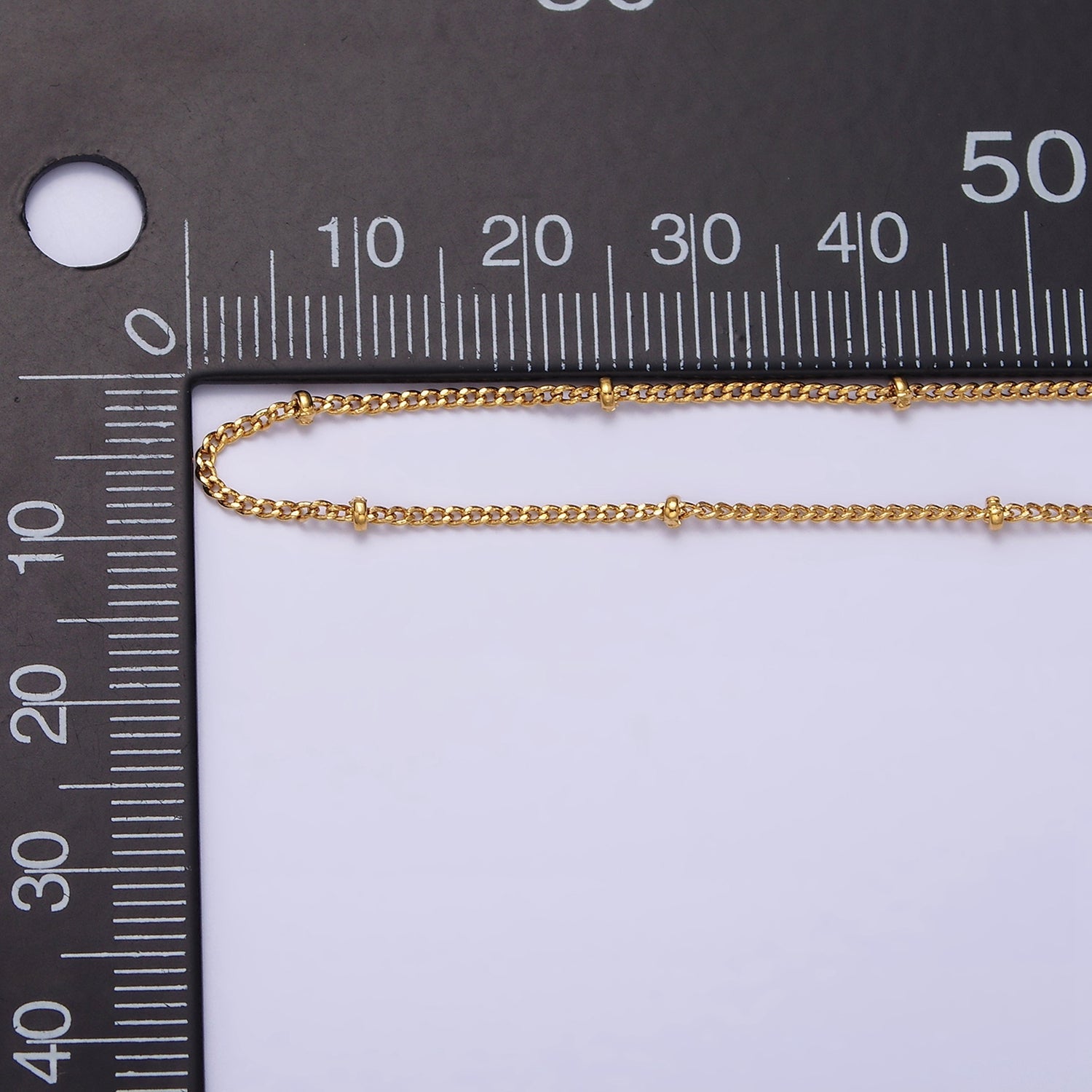24K Gold Filled Curb Chain With Gold Beads For Wholesale Necklace Dainty Satellite Chain Jewelry Making Supplies | WA1845 WA1846 - DLUXCA