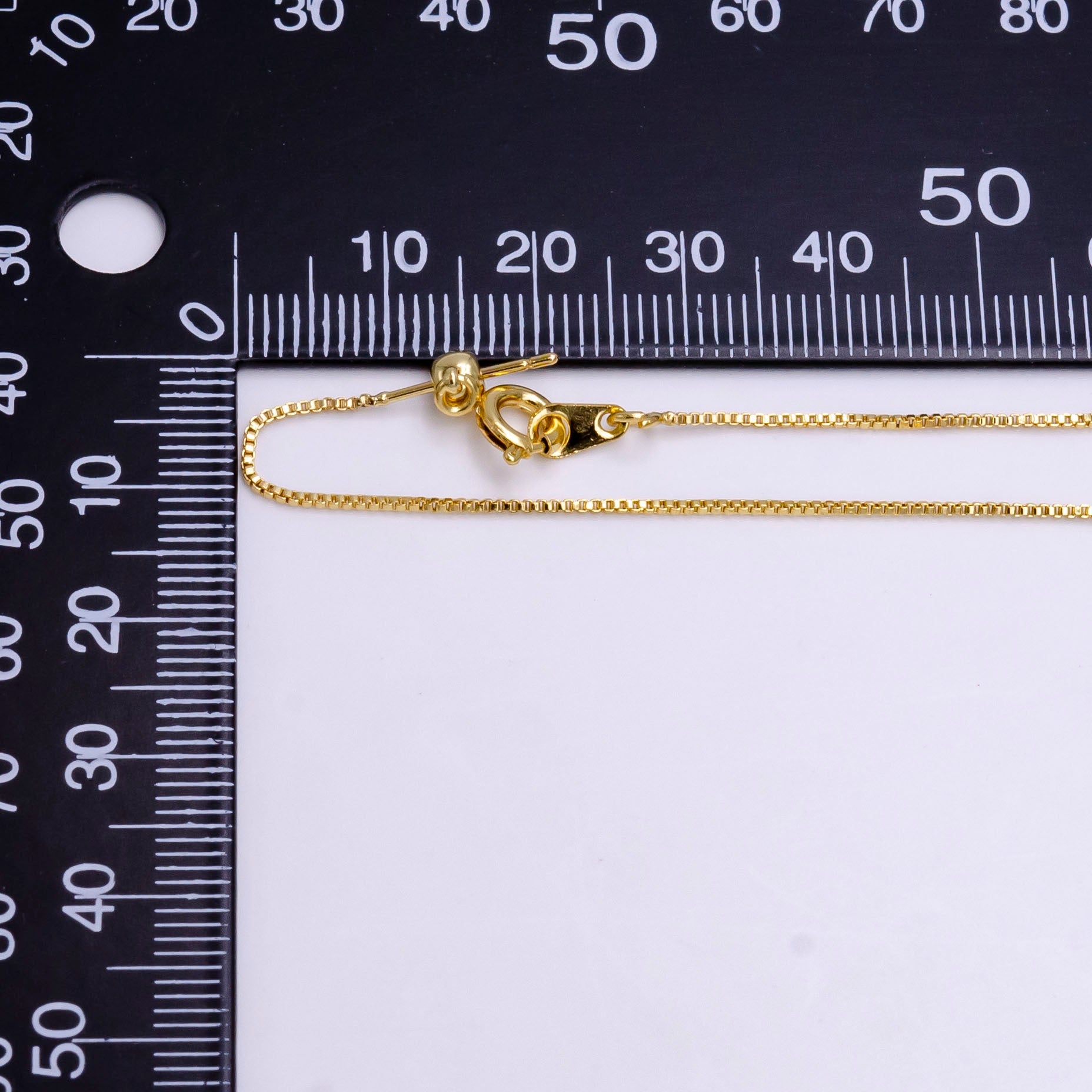 14K Gold Filled 0.8mm Dainty Box Chain 7.5 Inch Slider Bracelet Adjustable bracelet | Z907 - DLUXCA