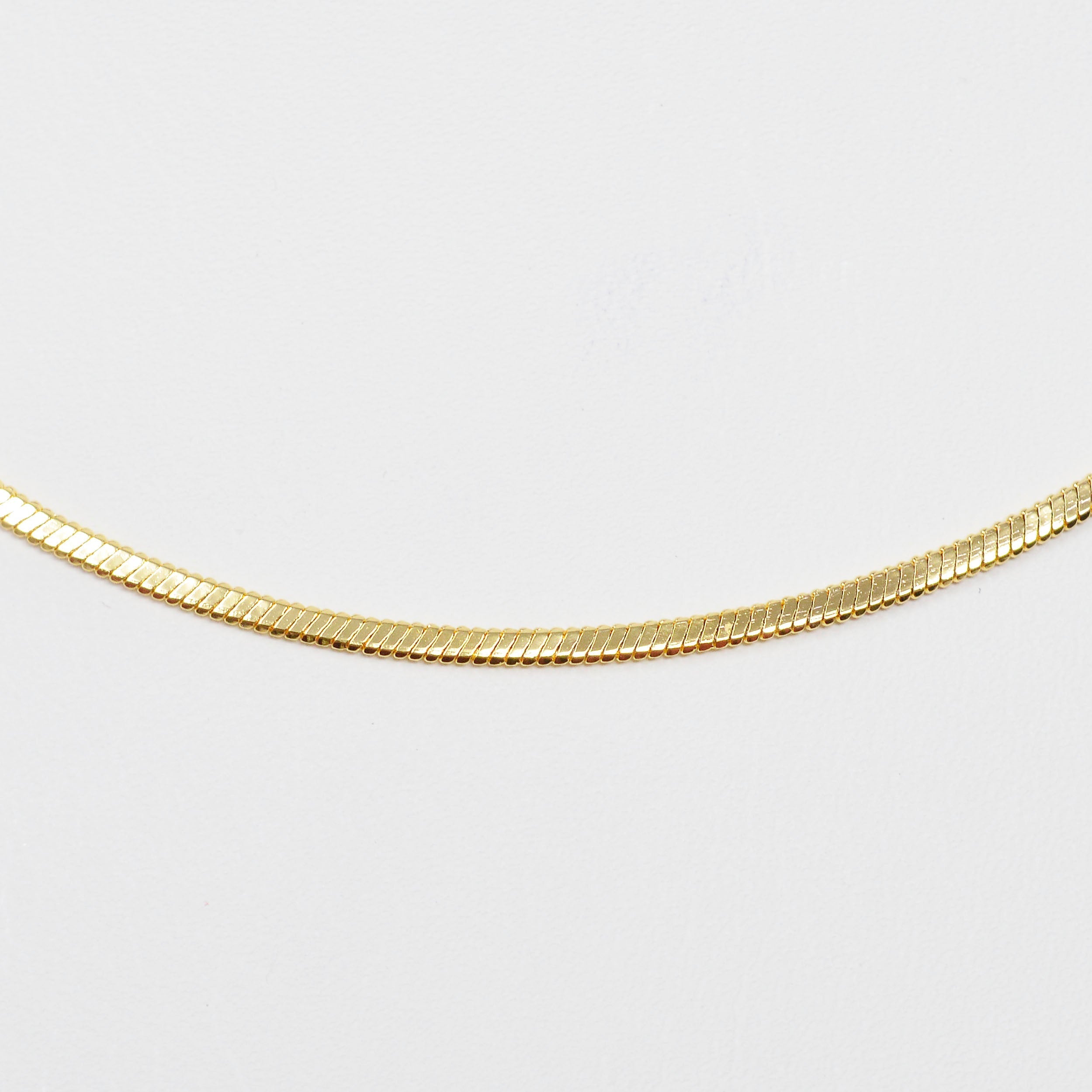 17.5 inch Gold Snake Chain, Thick Chain Choker, Dainty Gold Necklace, Flat Chain Necklace, Gold Herringbone Chain - DLUXCA