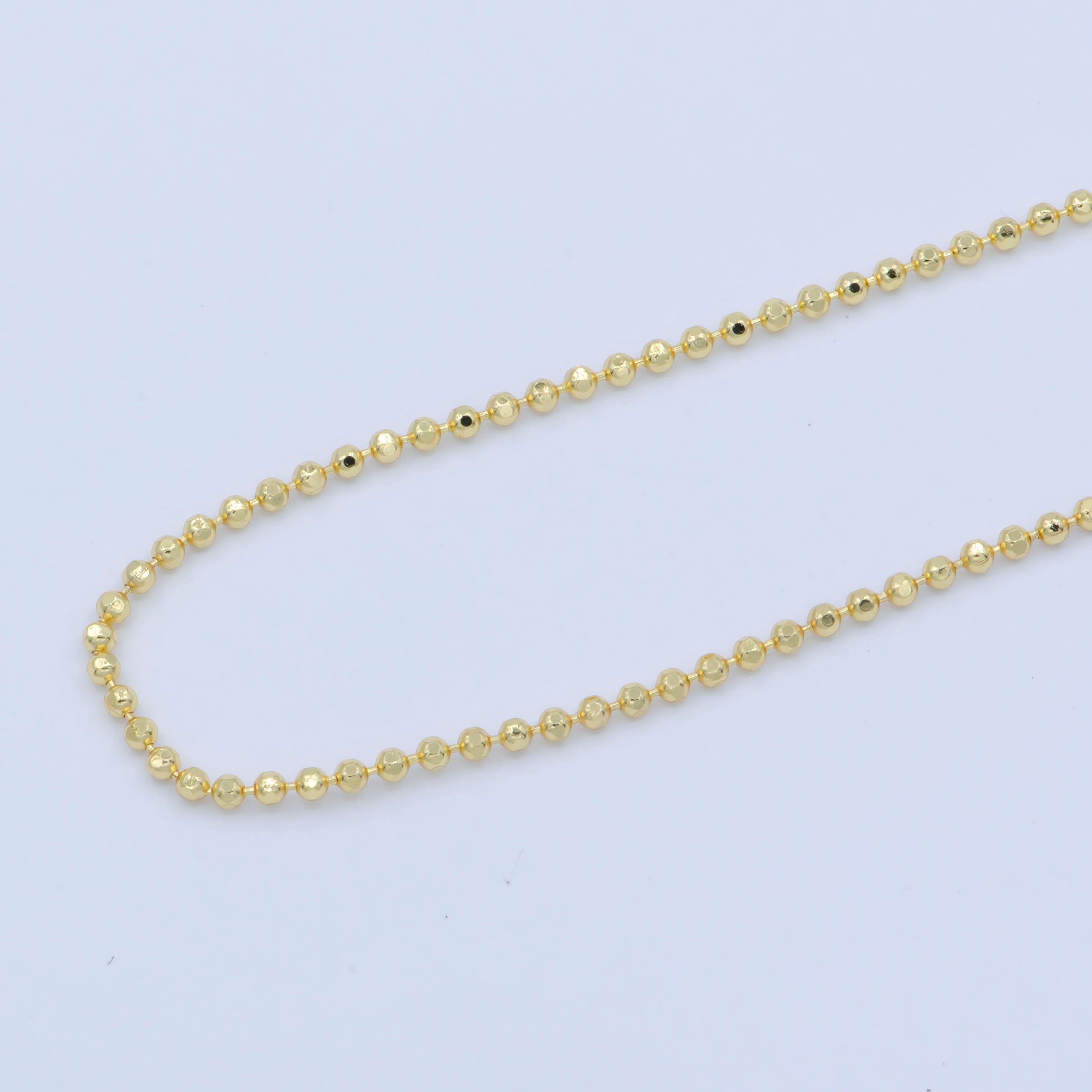 Dainty 24k Gold Filled Beaded Chain Necklace 17.5 inch chain Ball Chain Fine Chain for Layer Jewelry - DLUXCA