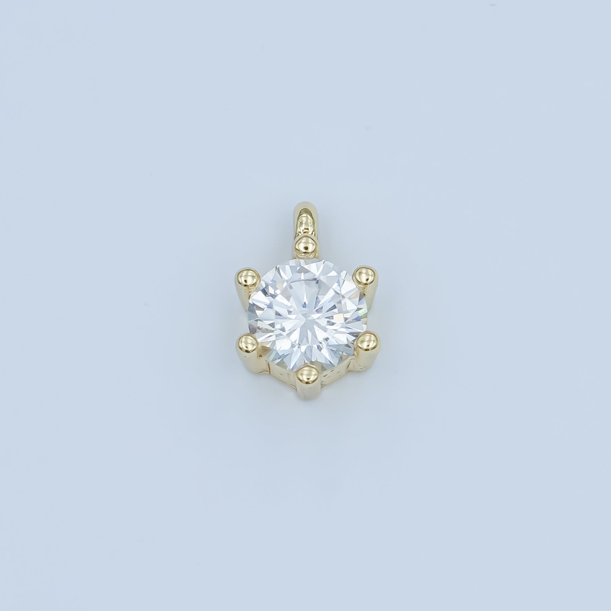 24K Gold Filled Clear CZ Round Mini Charm | M187