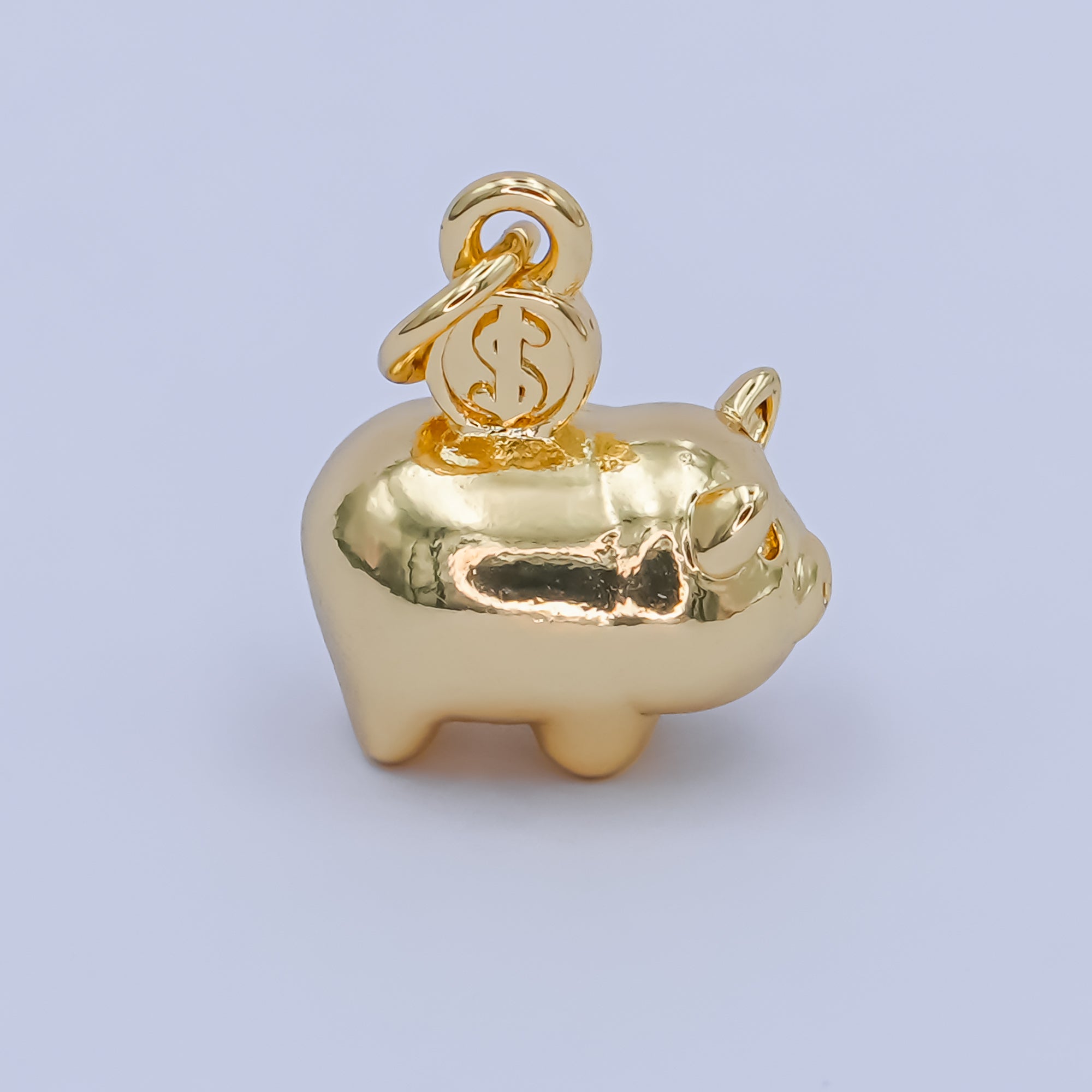 24K Gold Filled Piggy Bank Money 3D Multidimensional Charm in Gold & Silver | M188