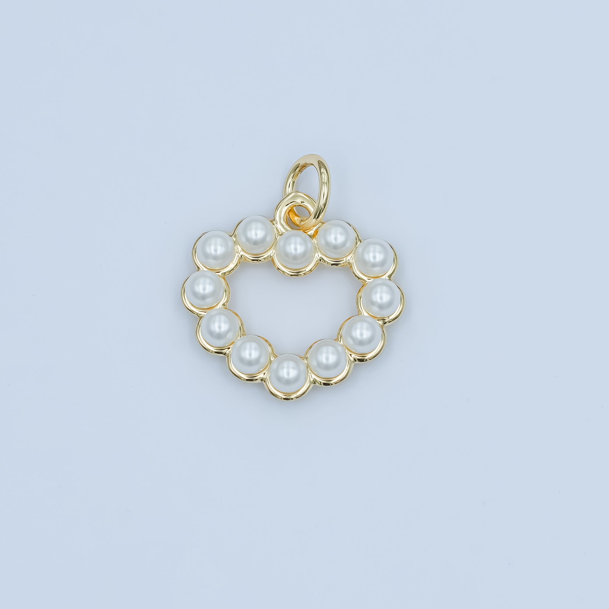 24K Gold Filled Shell Pearl Open Outline Heart Charm | M320