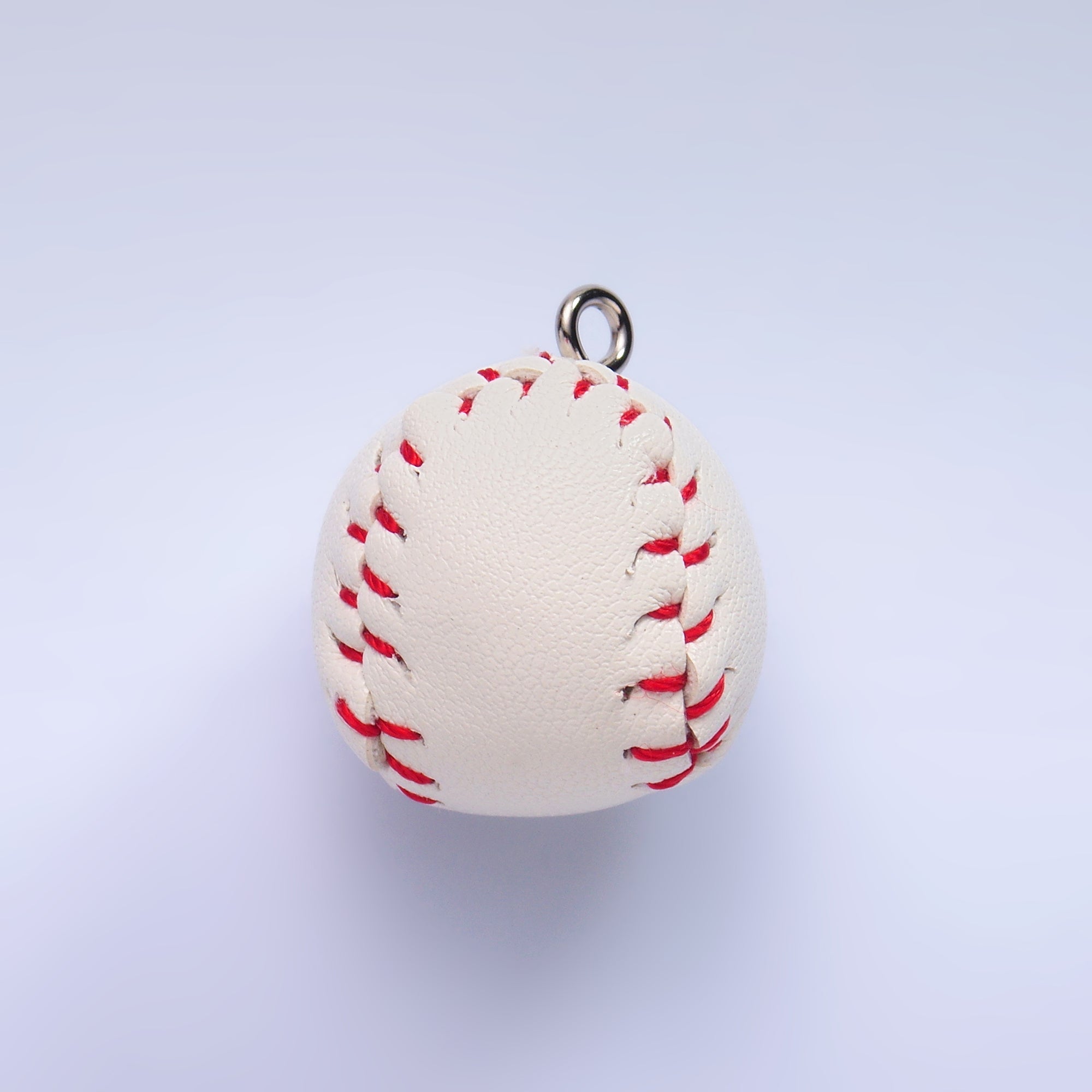 White Gold Filled White Baseball, Yellow Softball Leather Multidimensional 3D Charm | M466