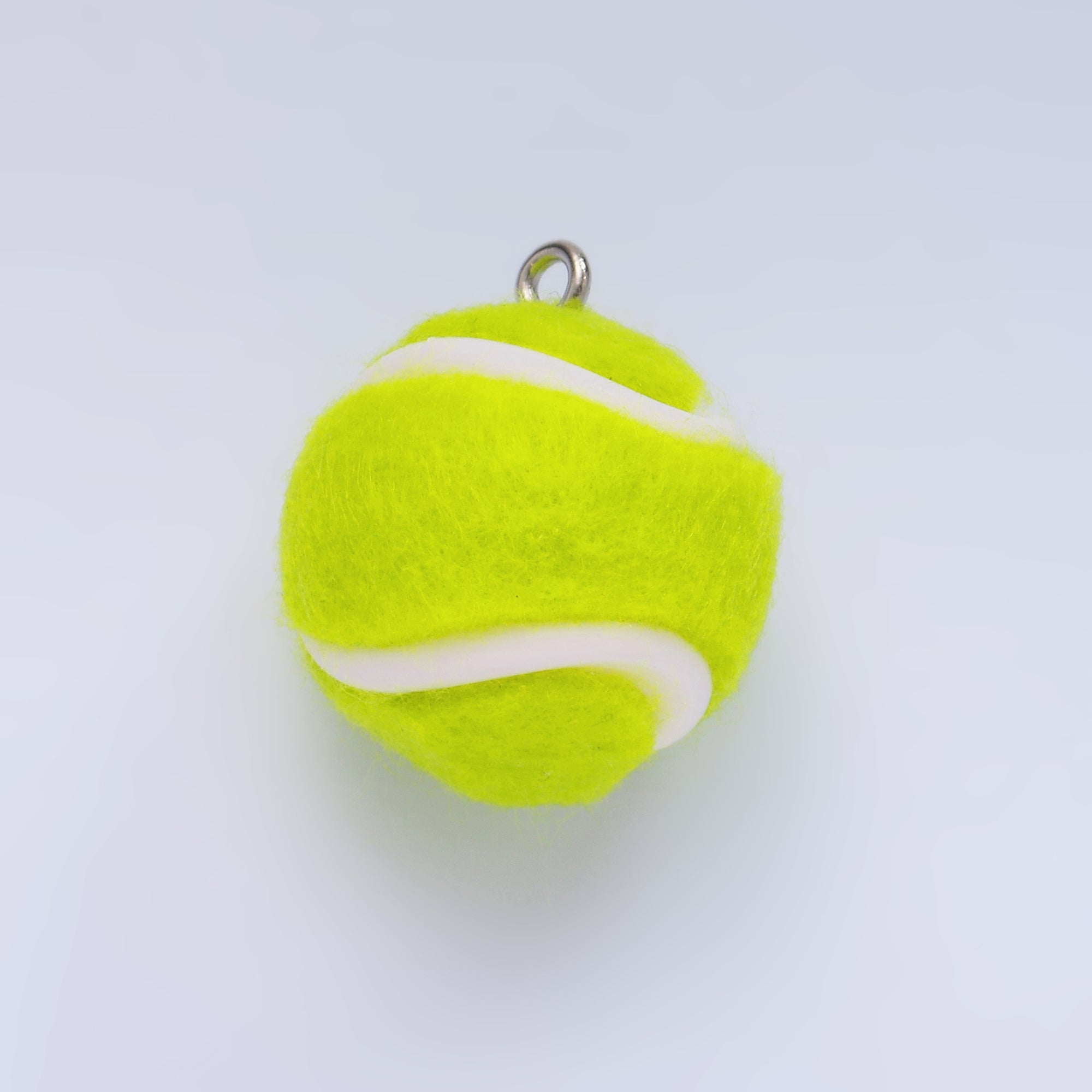 White Gold Filled Green Tennis Ball Fuzzy Multidimensional 3D Charm | M538