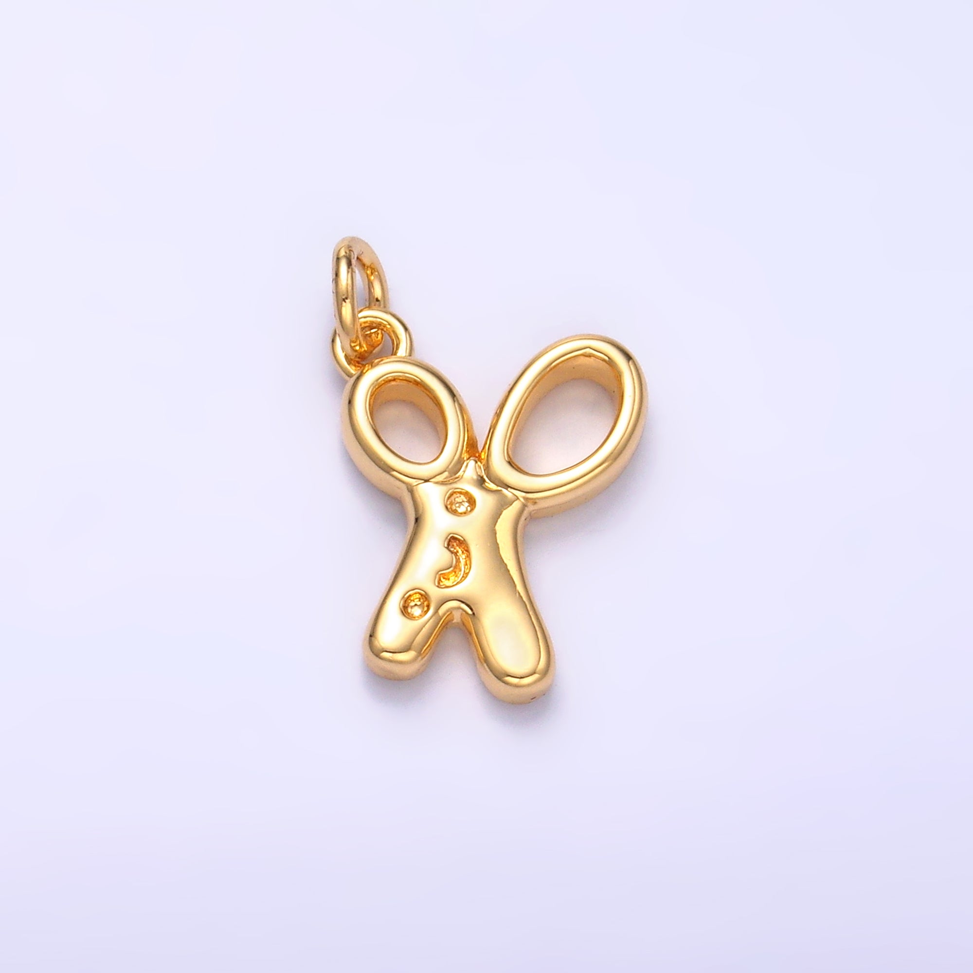24K Gold Filled Smiley Face Scissor Mini Charm in Gold & Silver | M707