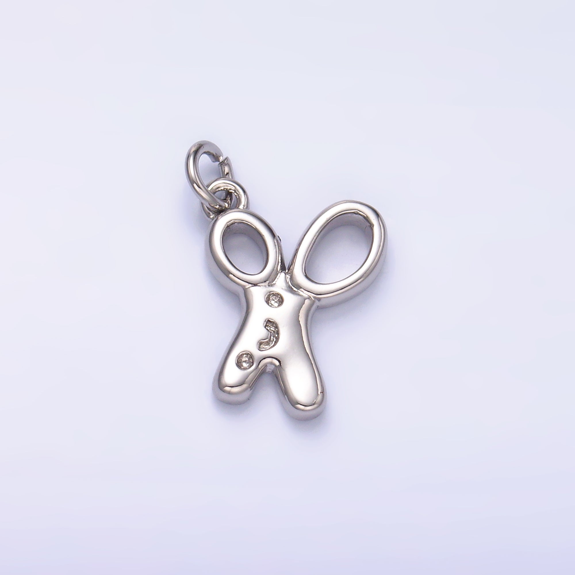 24K Gold Filled Smiley Face Scissor Mini Charm in Gold & Silver | M707