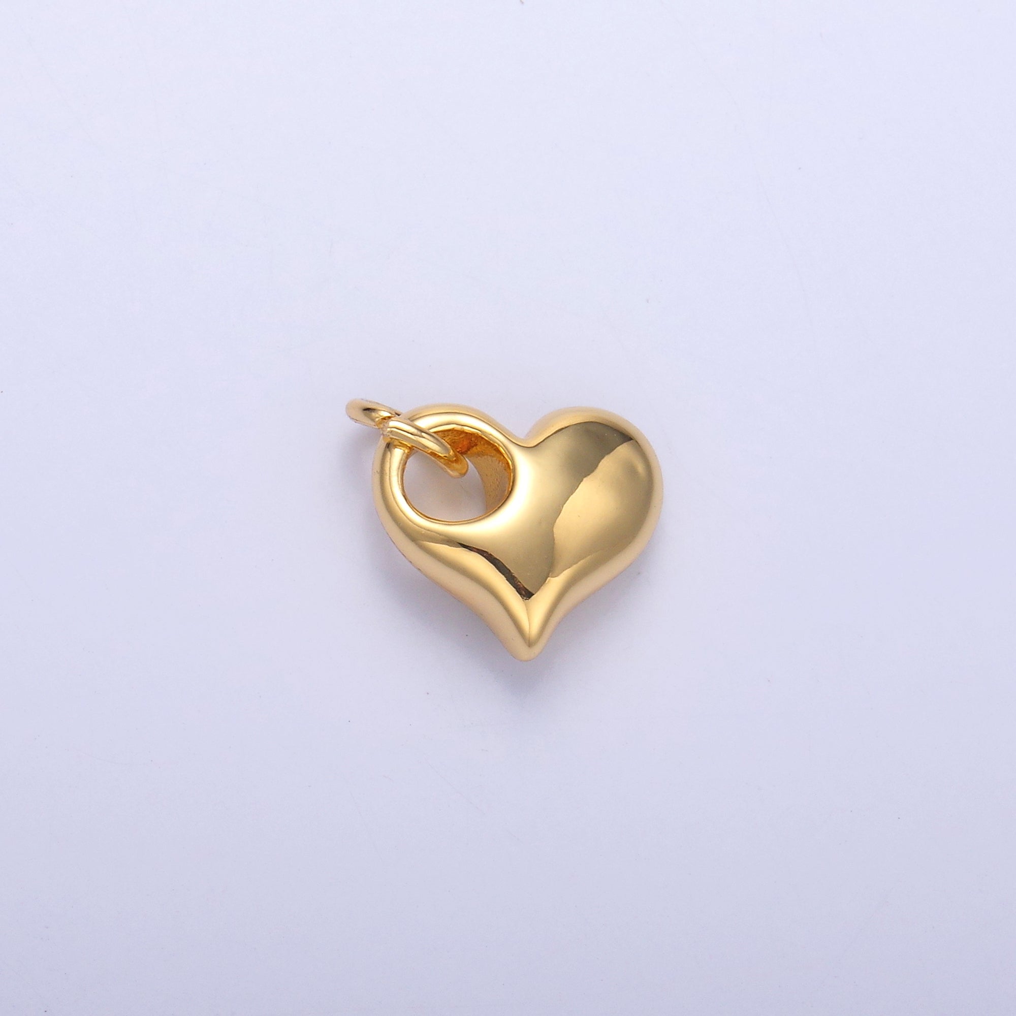 24K Gold Filled Mini Chubby Heart Minimalist Charm in Gold & Silver | N003