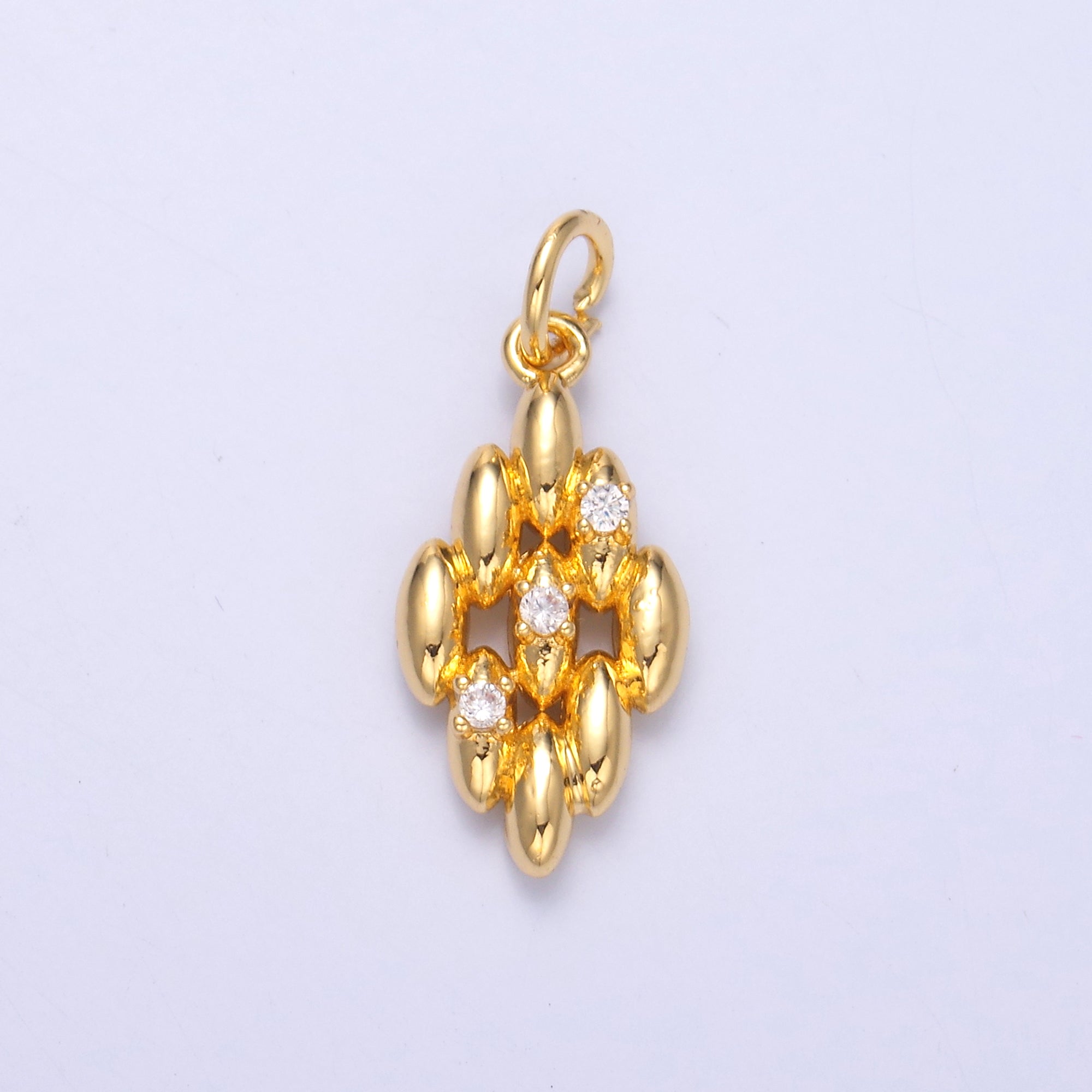 24K Gold Filled Geometric Sphere Quilted Charm in Gold & Silver | N005