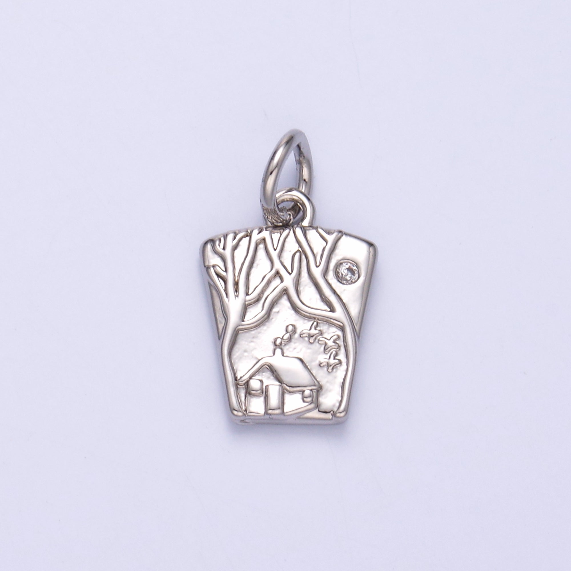 24K Gold Filled Wooden Cabin House in Forest Charm in Gold & Silver | N009