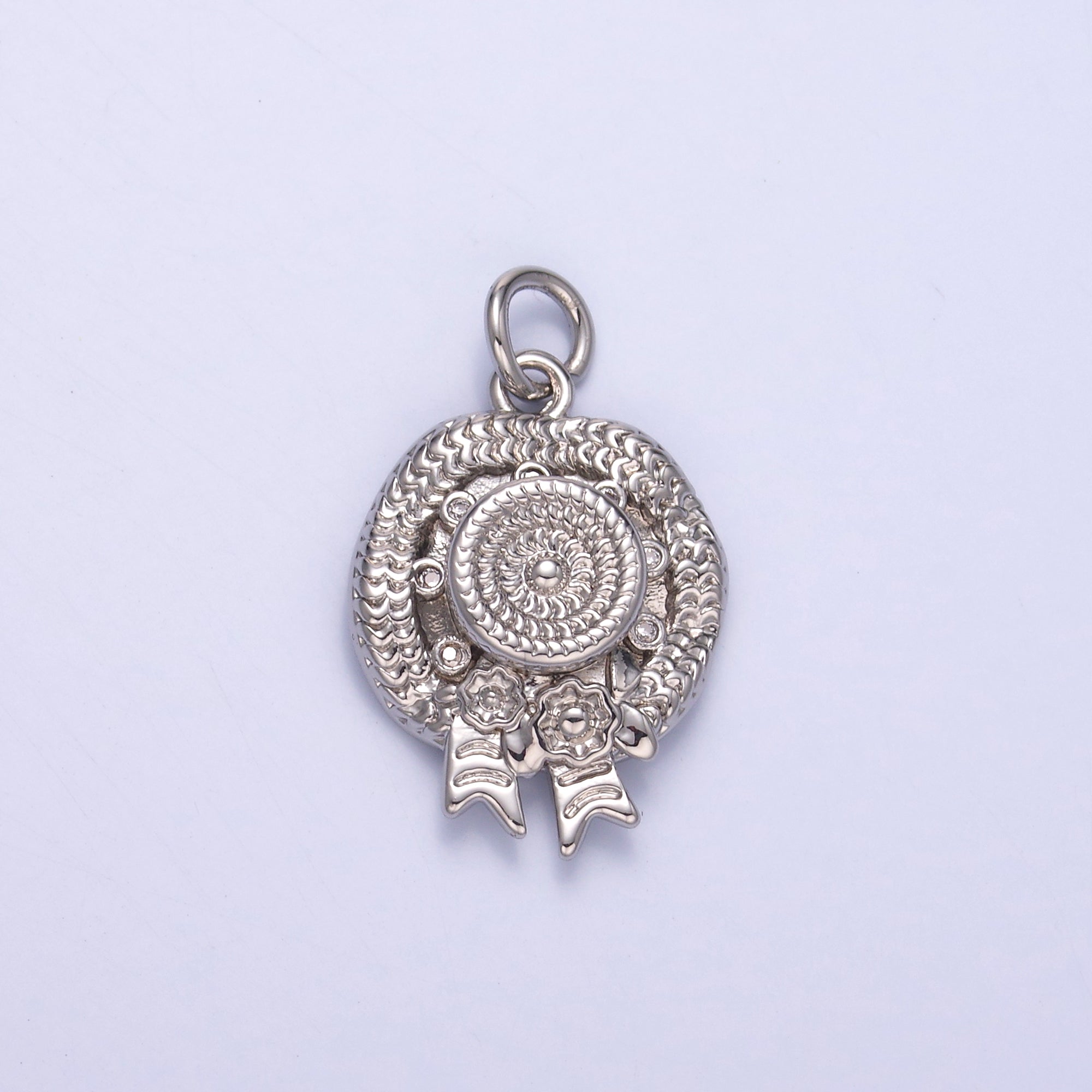 24K Gold Filled Clear CZ Flower Woven Beach Hat Charm in Gold & Silver | N015