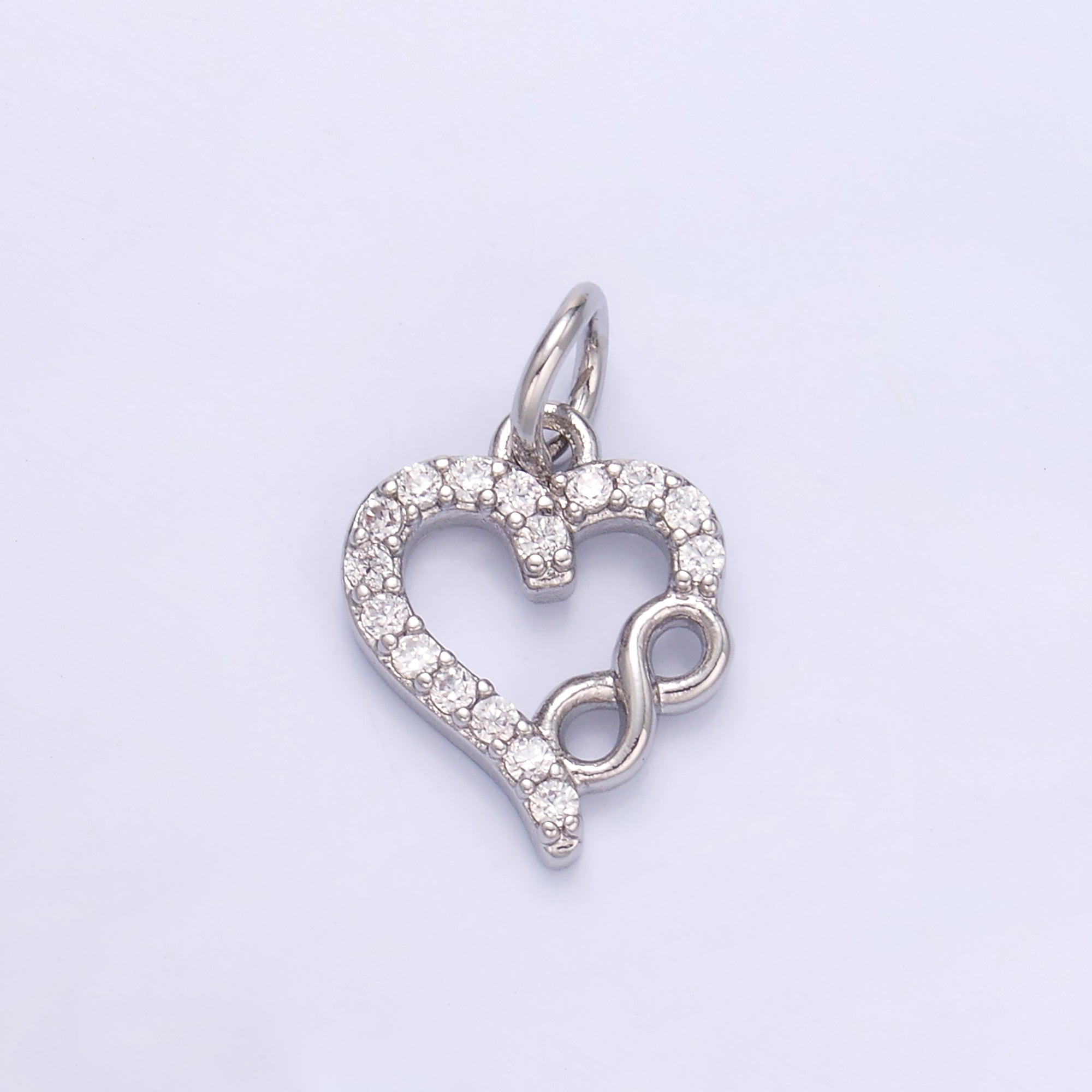 24K Gold Filled Micro Paved CZ Infinite Heart Charm in Gold & Silver | N023