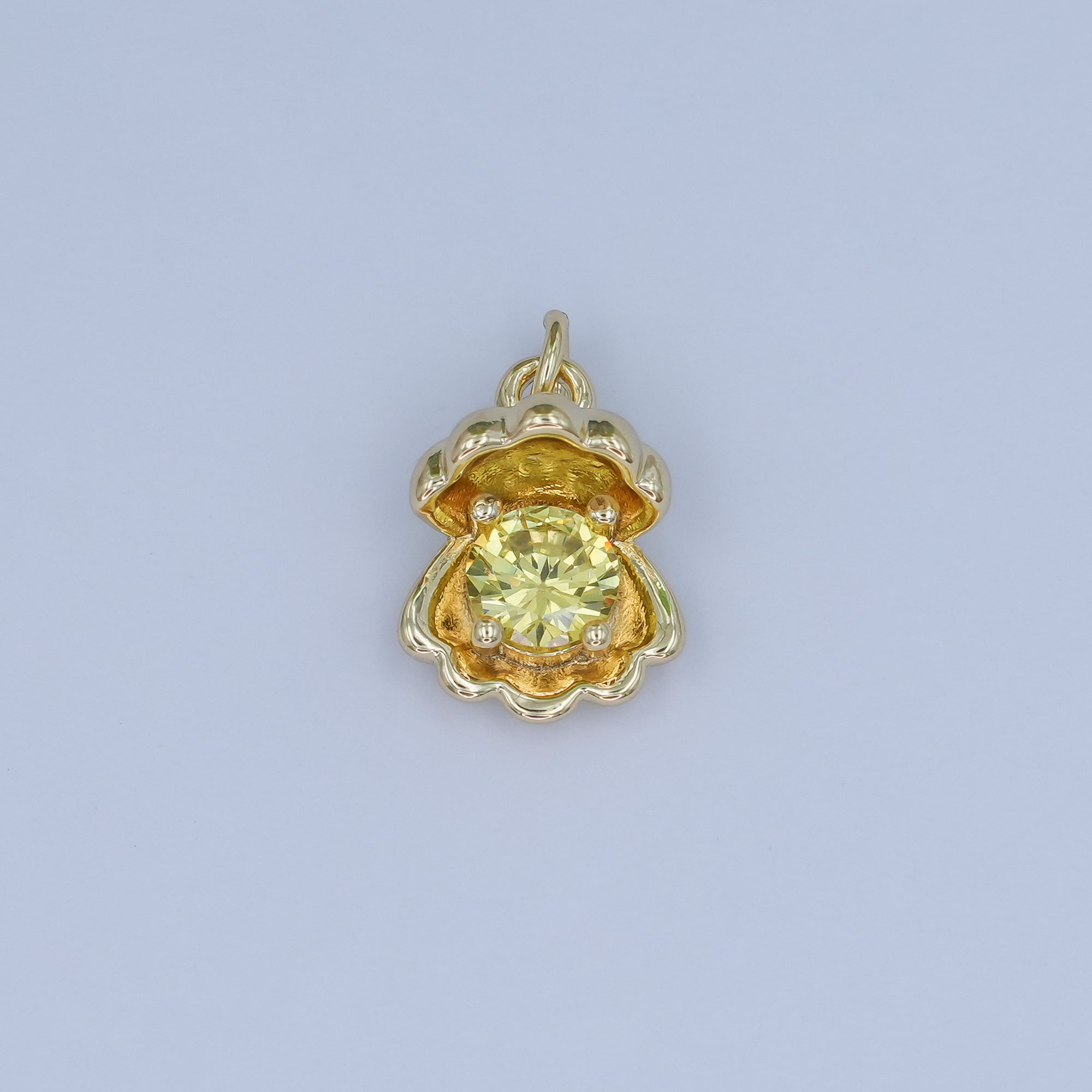 24K Gold Filled CZ Sea Shell Clam 3D Multidimensional Charm | N033