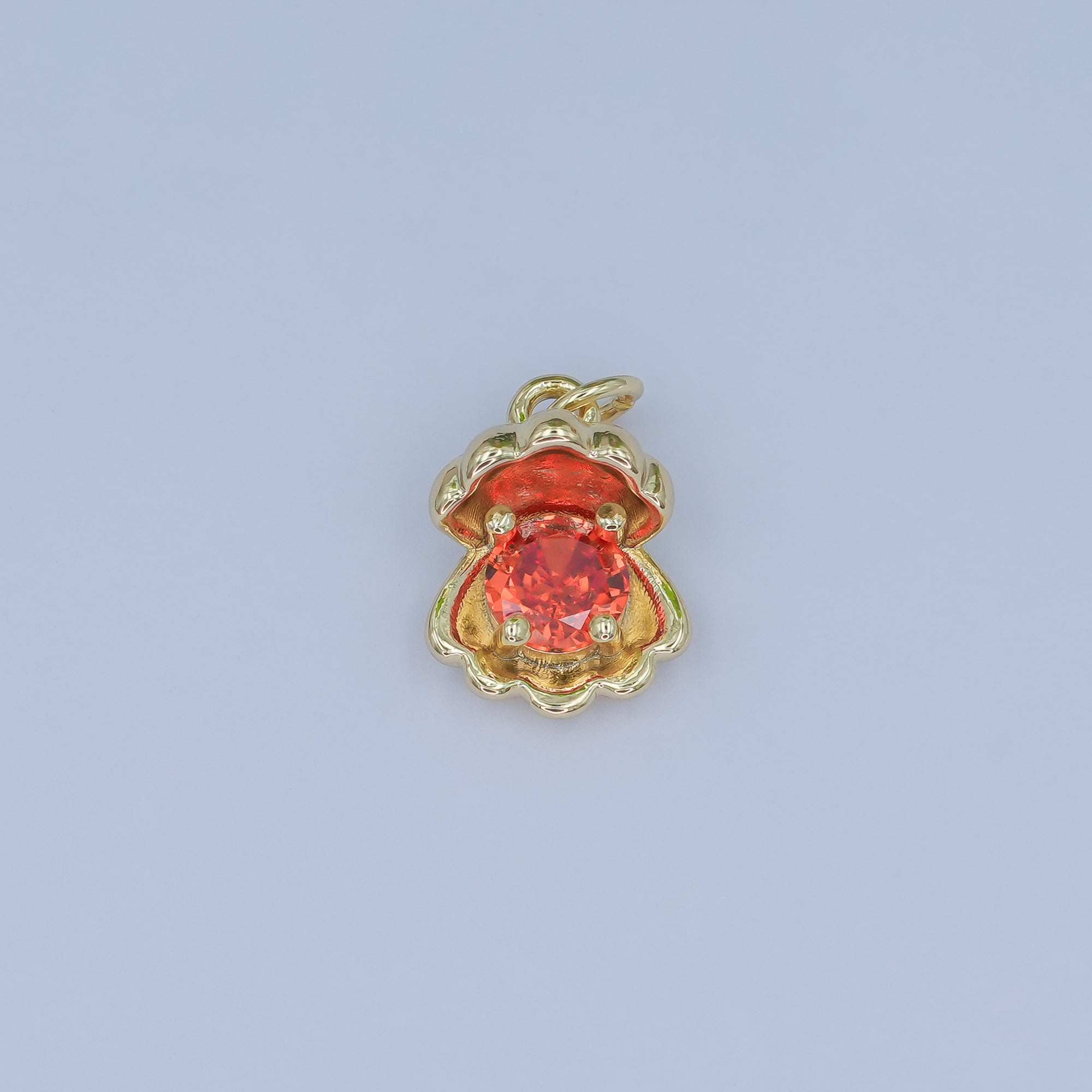 24K Gold Filled CZ Sea Shell Clam 3D Multidimensional Charm | N033