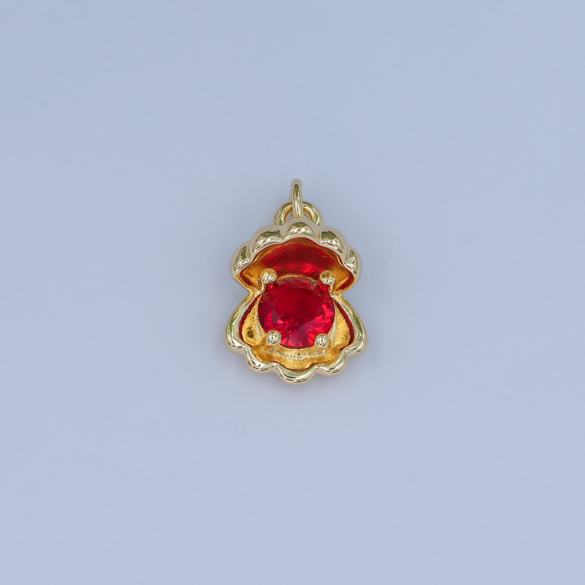 24K Gold Filled CZ Sea Shell Clam 3D Multidimensional Charm | N033