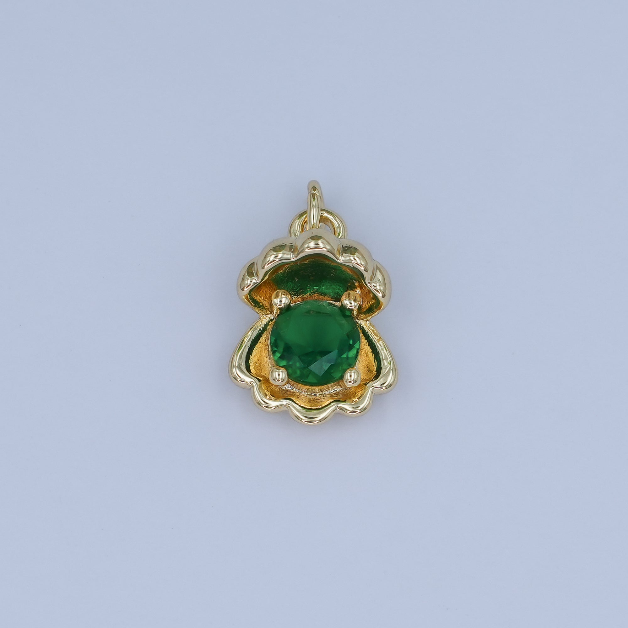 24K Gold Filled CZ Sea Shell Clam 3D Multidimensional Charm | N033