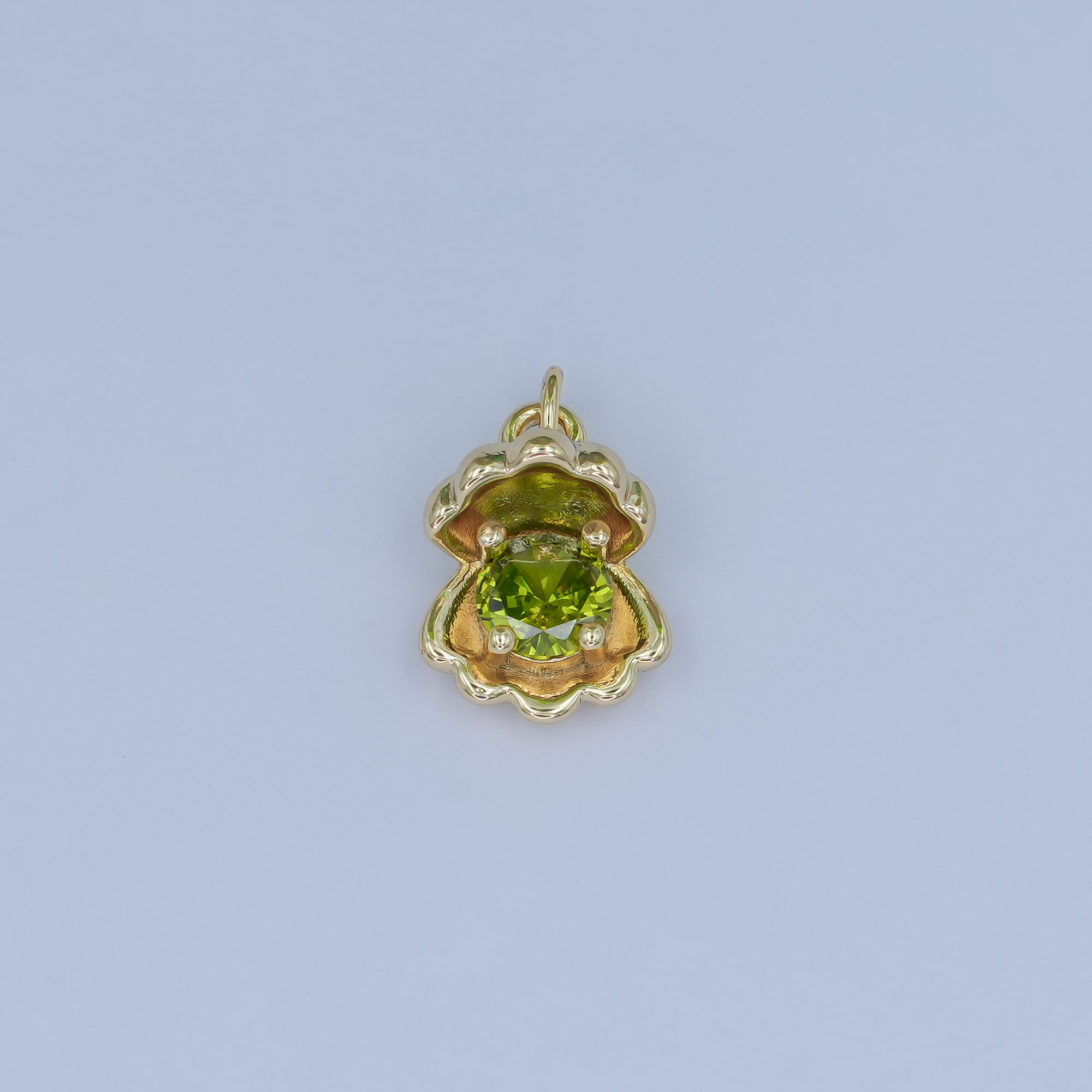 24K Gold Filled CZ Sea Shell Clam 3D Multidimensional Charm | N033