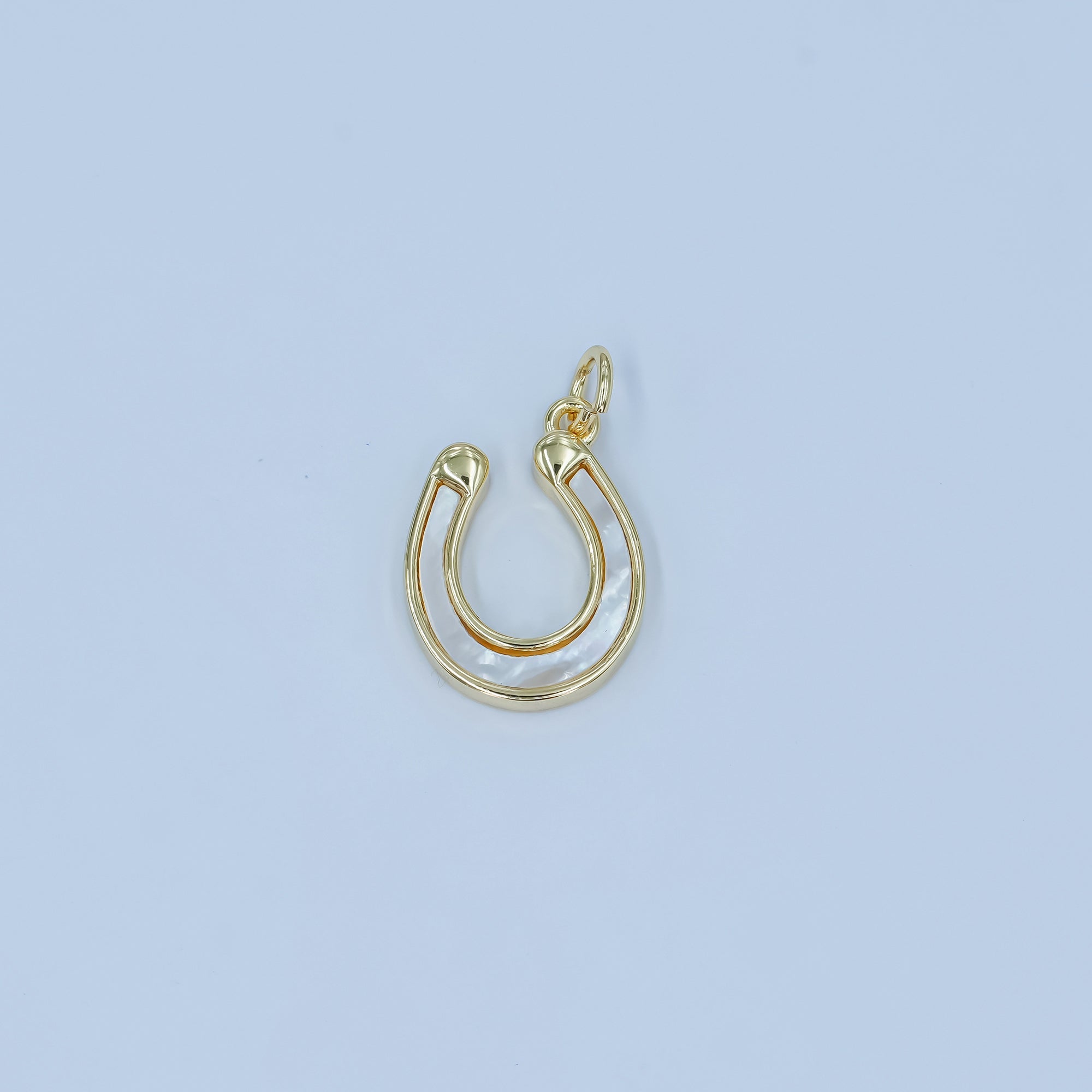 24K Gold Filled Shell Pearl Horseshoe Charm | N077