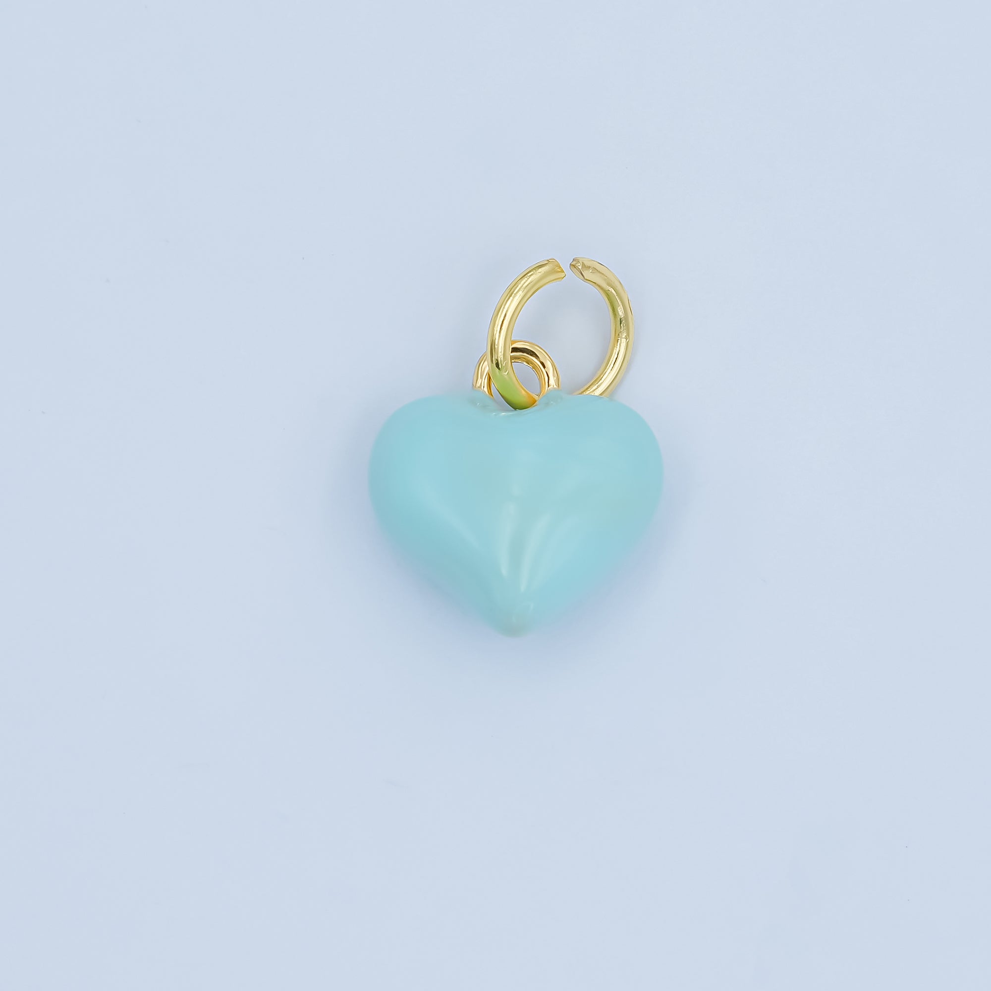 24K Gold Filled Blue, Pink Enamel Heart Multidimensional Charm | N078